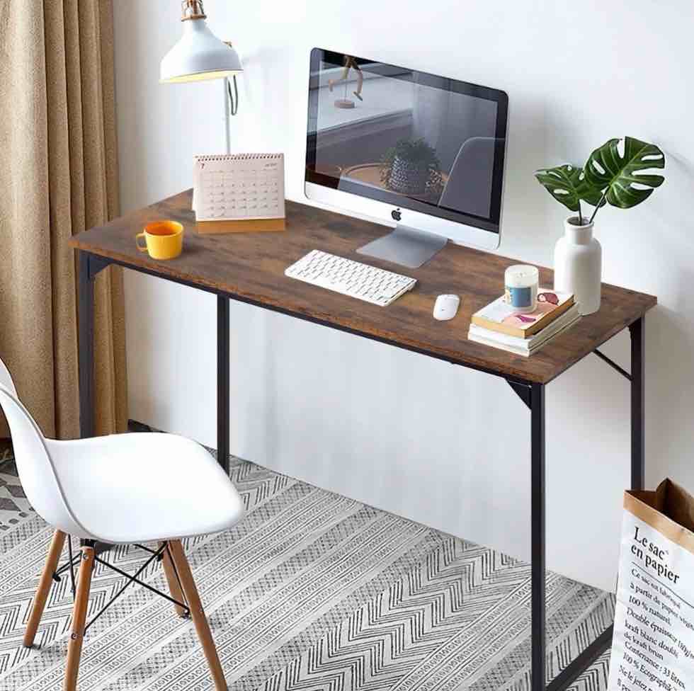 computer desk home office desk 40 inches gaming desk multi-function writing table pc wood and metal desk  vintage