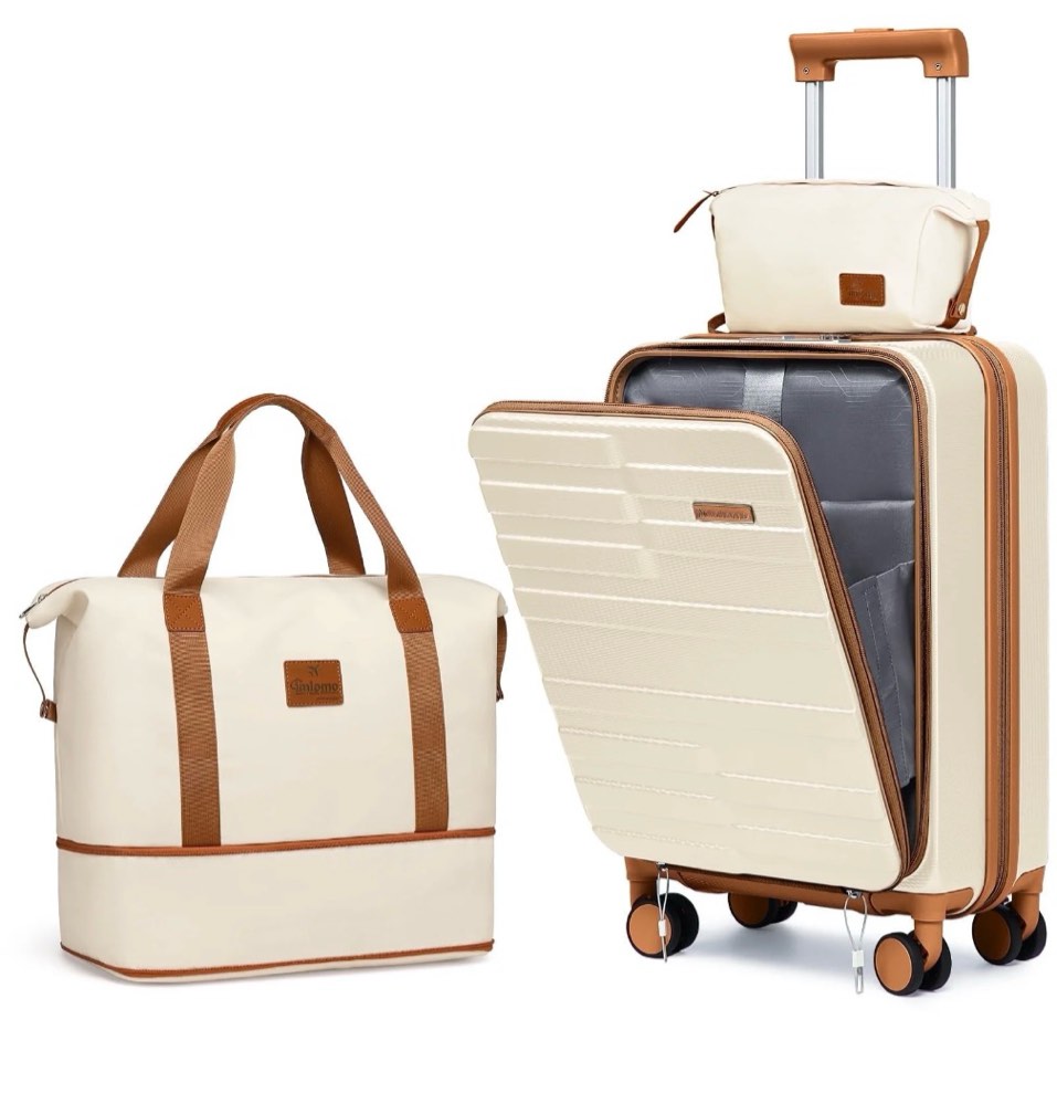 joyway 3-piece front opening cover carry-on luggage side hooks tsa lock spinner wheels ykk zippers