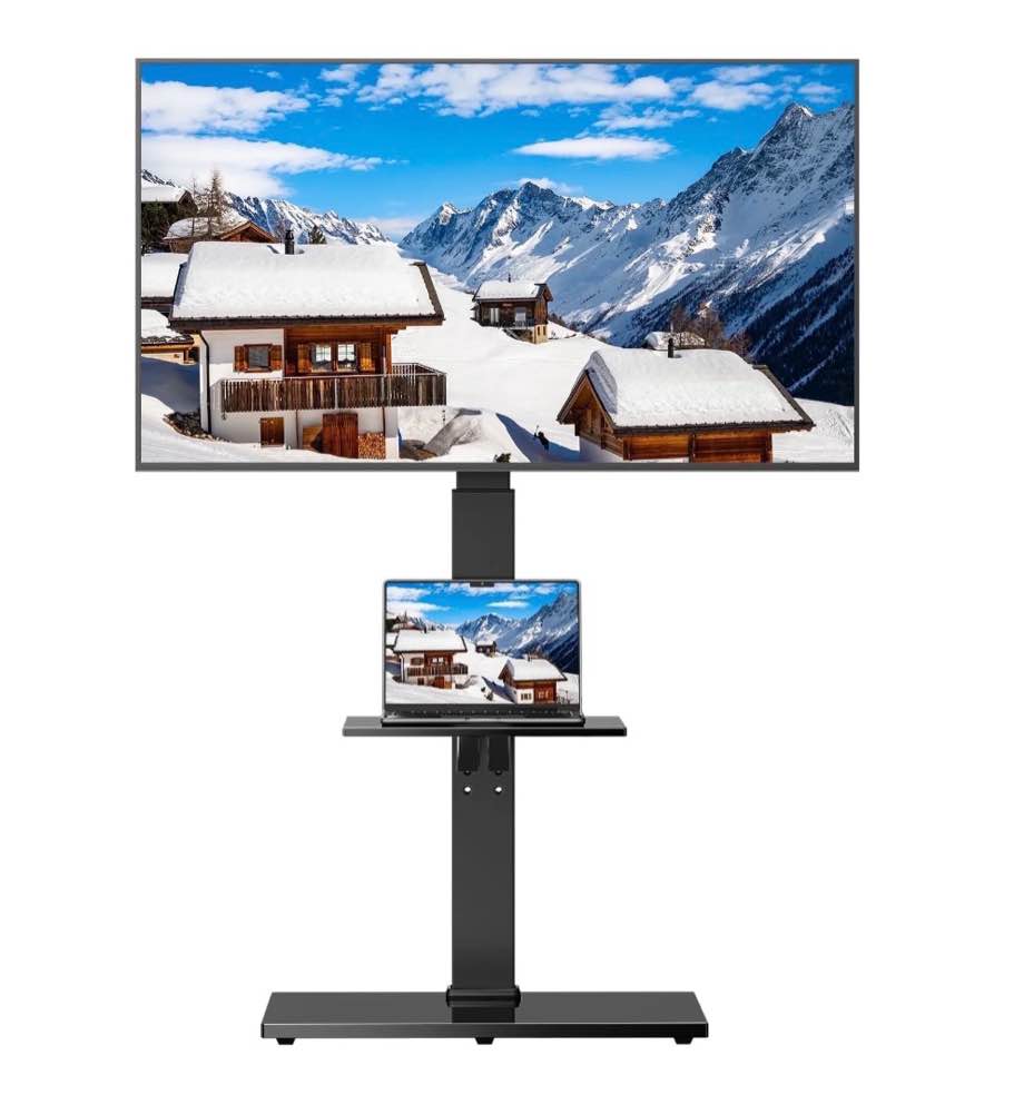 mountftv floor tv stand tv floor cart floor stand height adjustable for 27-70 inch curved tvs monitors hold up to 110 lbs