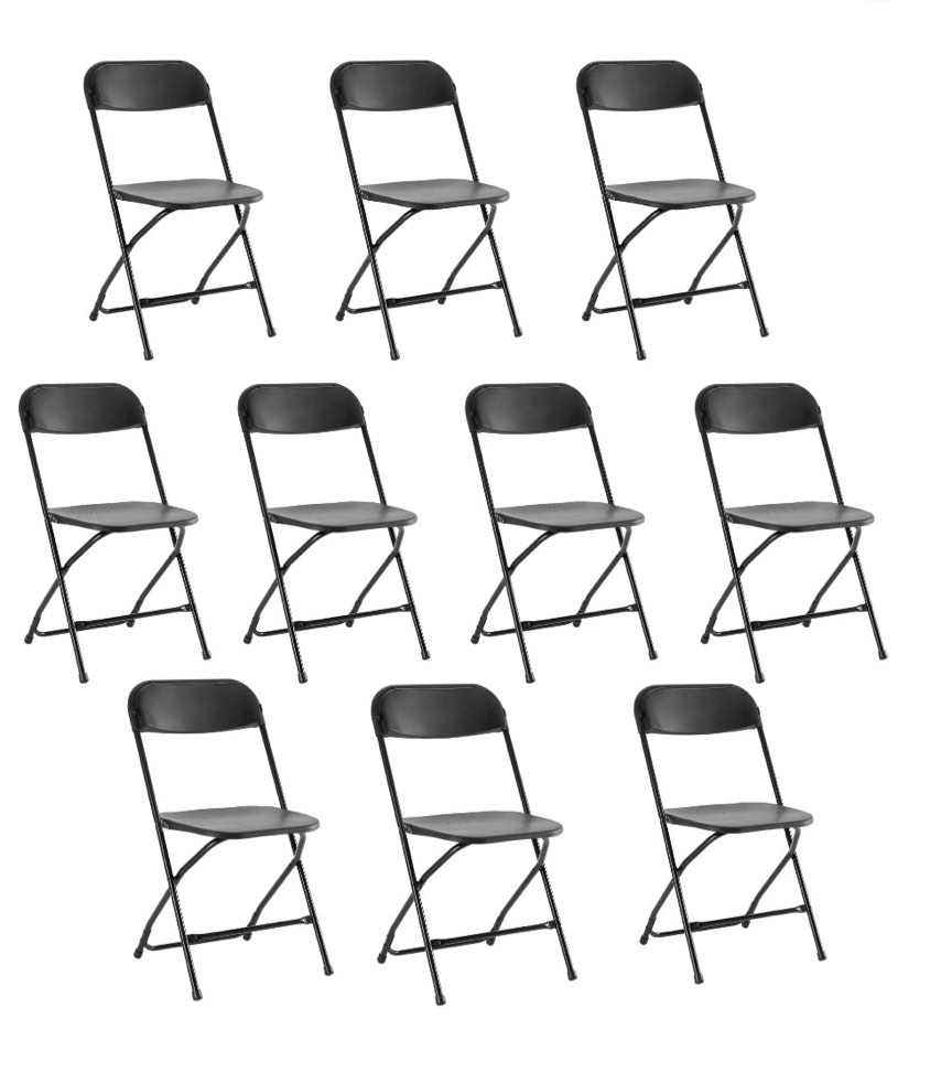 concetta plastic folding chair set of 10, 330lb load capacity lightweight for indoor/outdoor, black