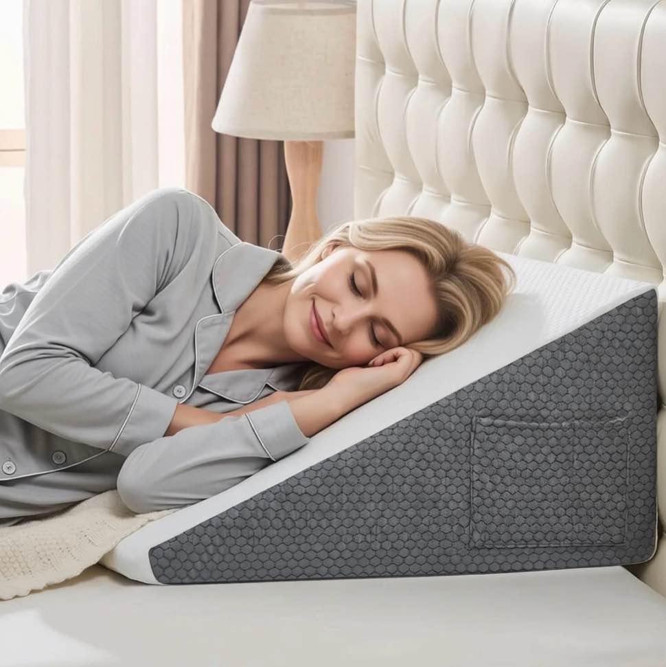10 inch foam wedge pillow for sleeping ,triangle bed wedge pillow for headboard ,soft memory foam & washable cover