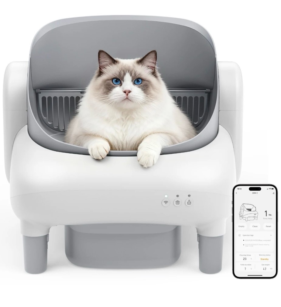 cumrige self cleaning litter box,open top automatic litter box with app control for multiple cats, safety sensors protection,large waste bin