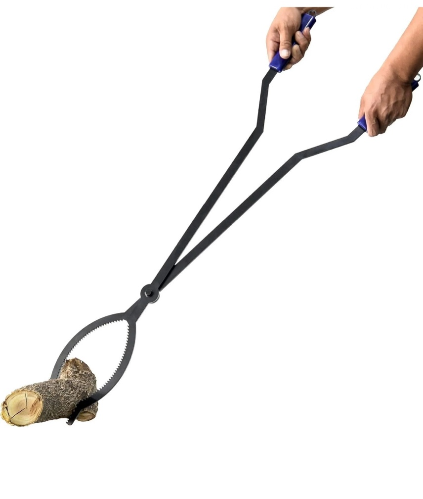 40  heavy duty fire tongs firewood grabber tool with scissor shape serrated  log claw tongs for bonfire campfire fire pit outdoor indoor log grabber tongs rustproof safely moves firewood