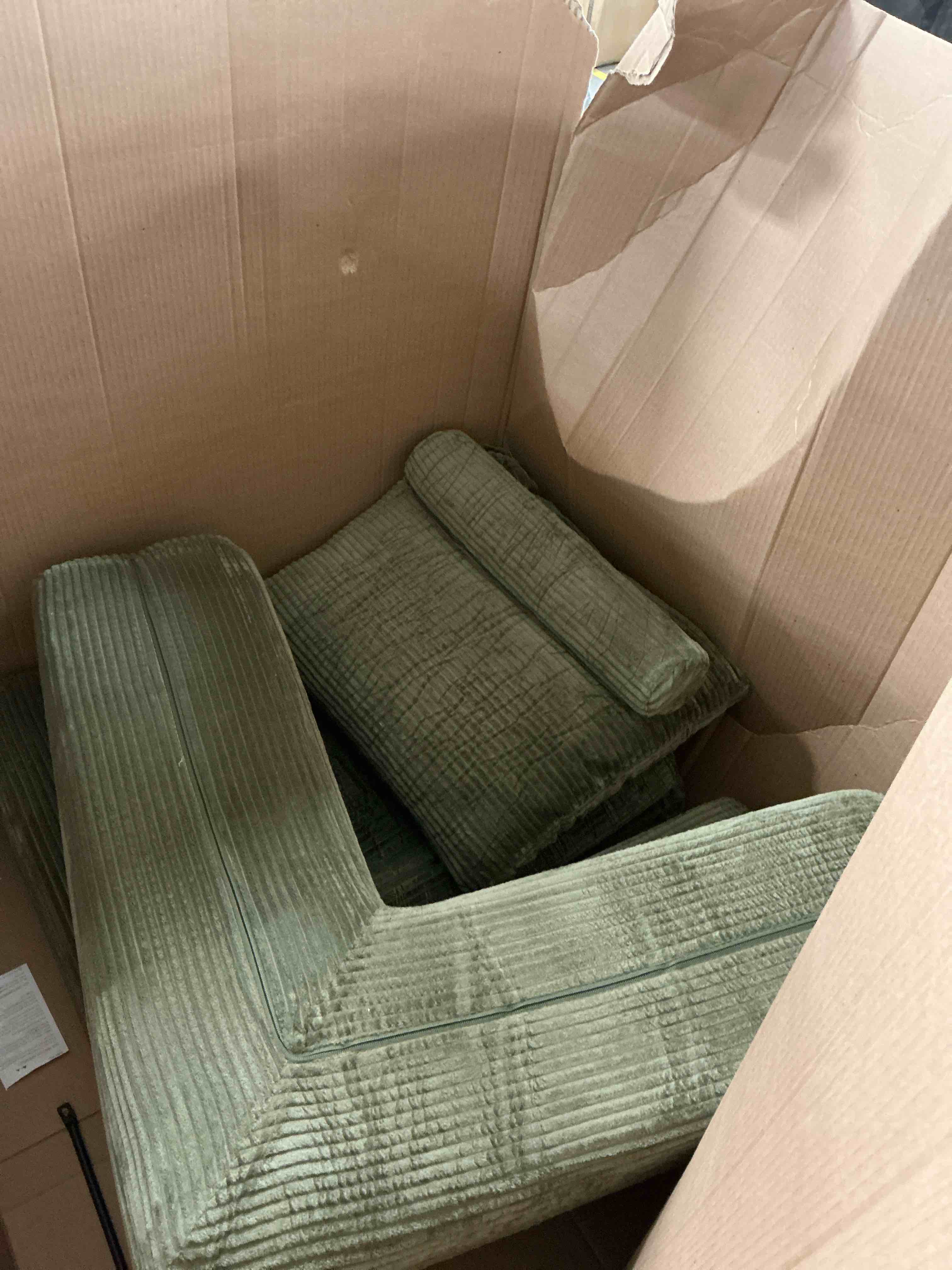 Condition photo showing Good Condition for COOLHUT 63" W Combination Sofa, Sponge Floor Sofa, High Rebound Density Sponge Sofa Couch with Two Big Pillows, Six Forms Floor Sofa Couch Three Seats Sofa Bed for Living Room, Bedroom, Oliver Green
