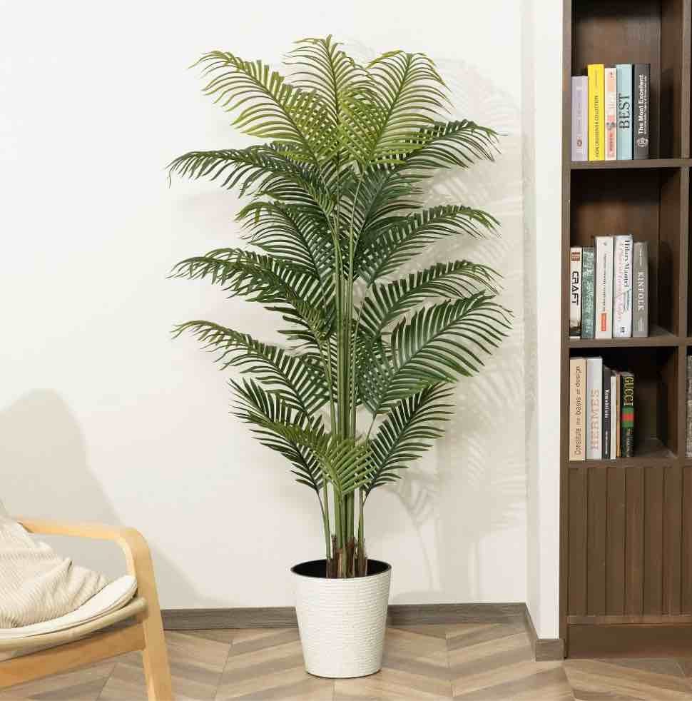HiPlants 6ft Artificial Palm Plants, 6ft Fake Palm Tree, Pre Potted Faux Greenry Tree for Home Decor Office House Living Room Indoor Outdoor, Big Fake Plants Fake House Plants