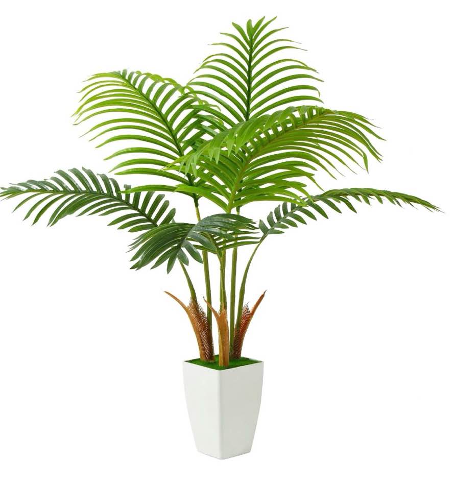 Alupssuc 3ft Artificial Palm Tree, Pre Potted Faux Greenry Tree for Home Decor Indoor Outdoor, Tall Silk Fake Plant with Natural Trunk and Lifelike Leaves