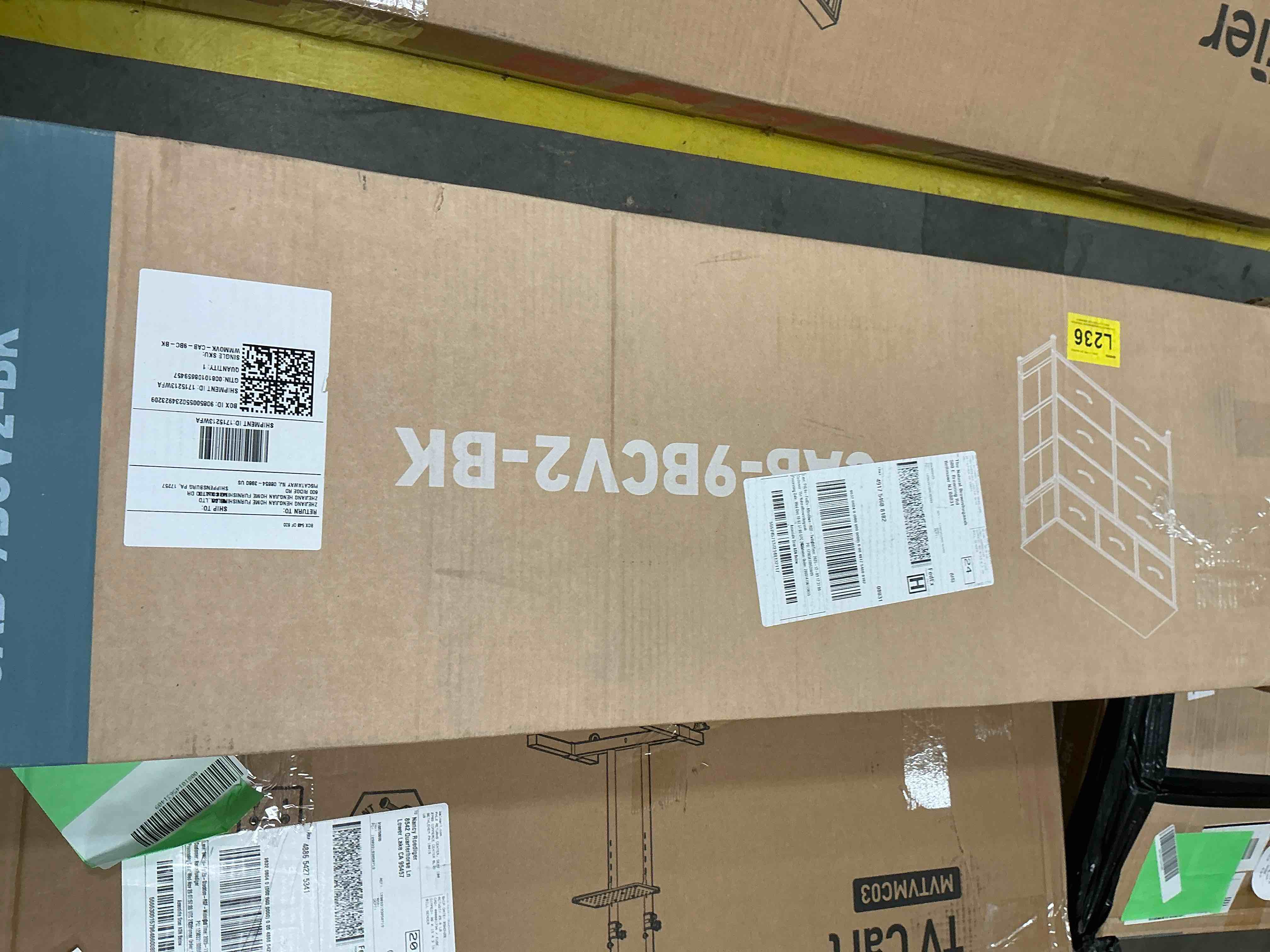 Condition photo showing Good Condition for ZUNMOS 9 Drawer Fabric Dresser for Bedroom, Chest of Drawer Organizer Storage Cabinet for Closet, Entryway, Black