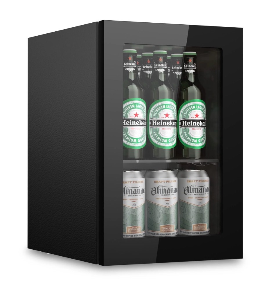 Simzlife 6 Bottles and 24 Cans Mini Beverage Refrigerator & Portable Wine Cooler Refrigerator with Glass Door Mini Countertop Wine Fridge for Home/Office/Bar Black
