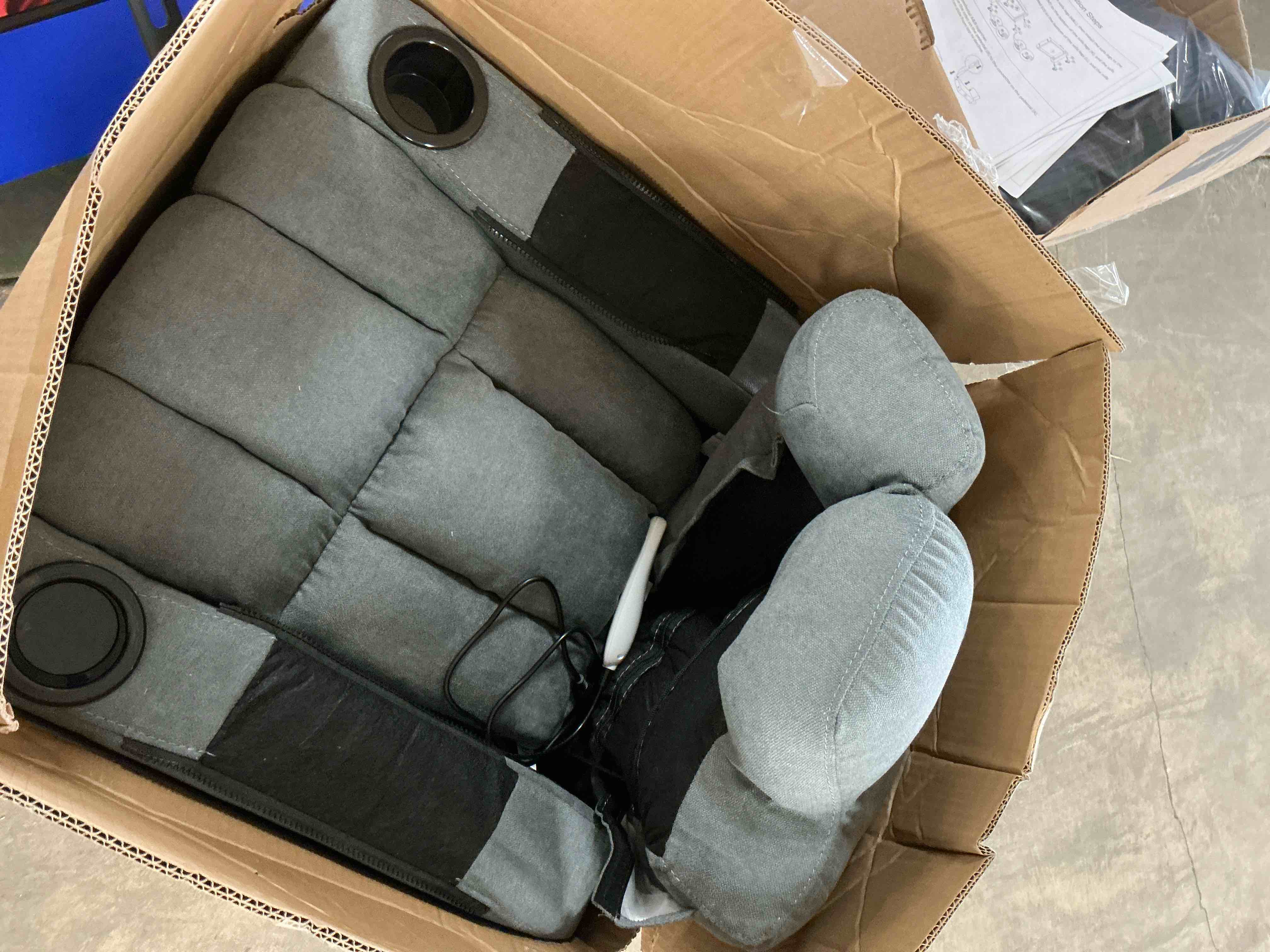 Condition photo showing Good Condition for JONPONY Kids Recliner Chair,Push Back Toddler Recliner with Cup Holders & Side Pockets,Adjustable Footrest & Headrest Kids Sofa for Boys Girls 3+ Age Group, Grey