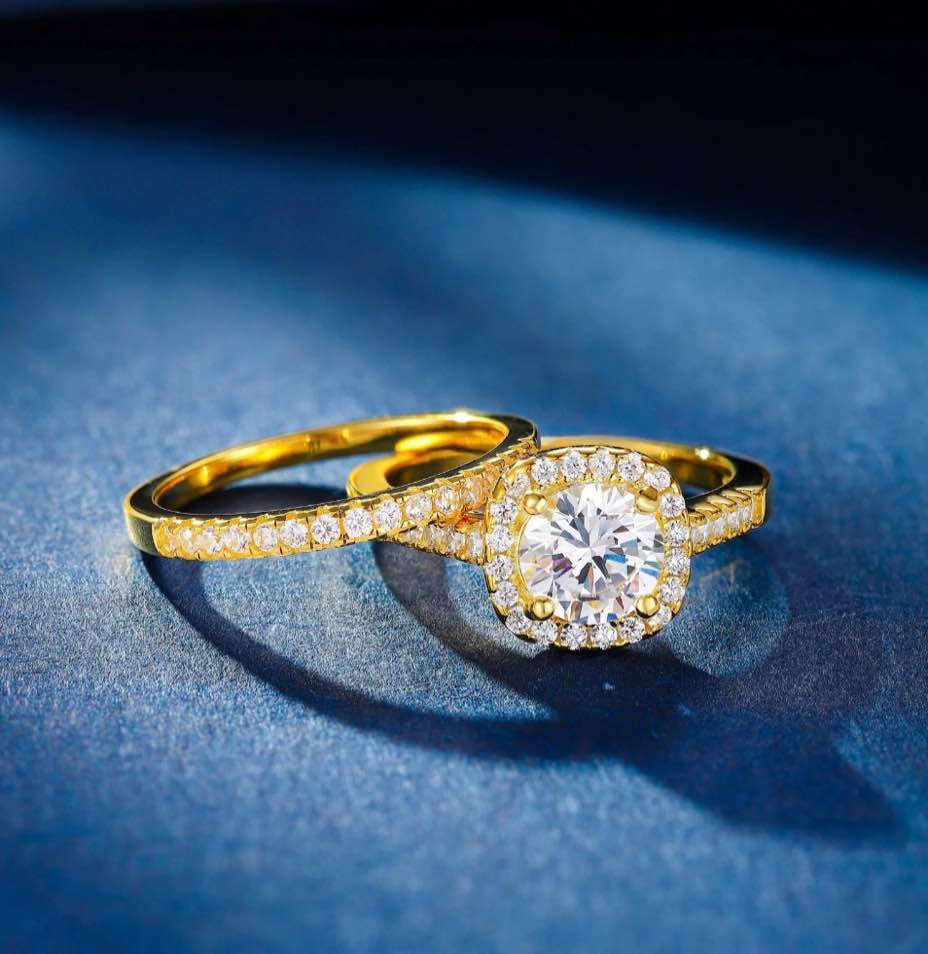 Condition photo showing New/Like New for SFTING Wedding Ring Set for Women 925 Sterling Silver 5A CZ Yellow Engagement Bridal Sets for Her Size 5