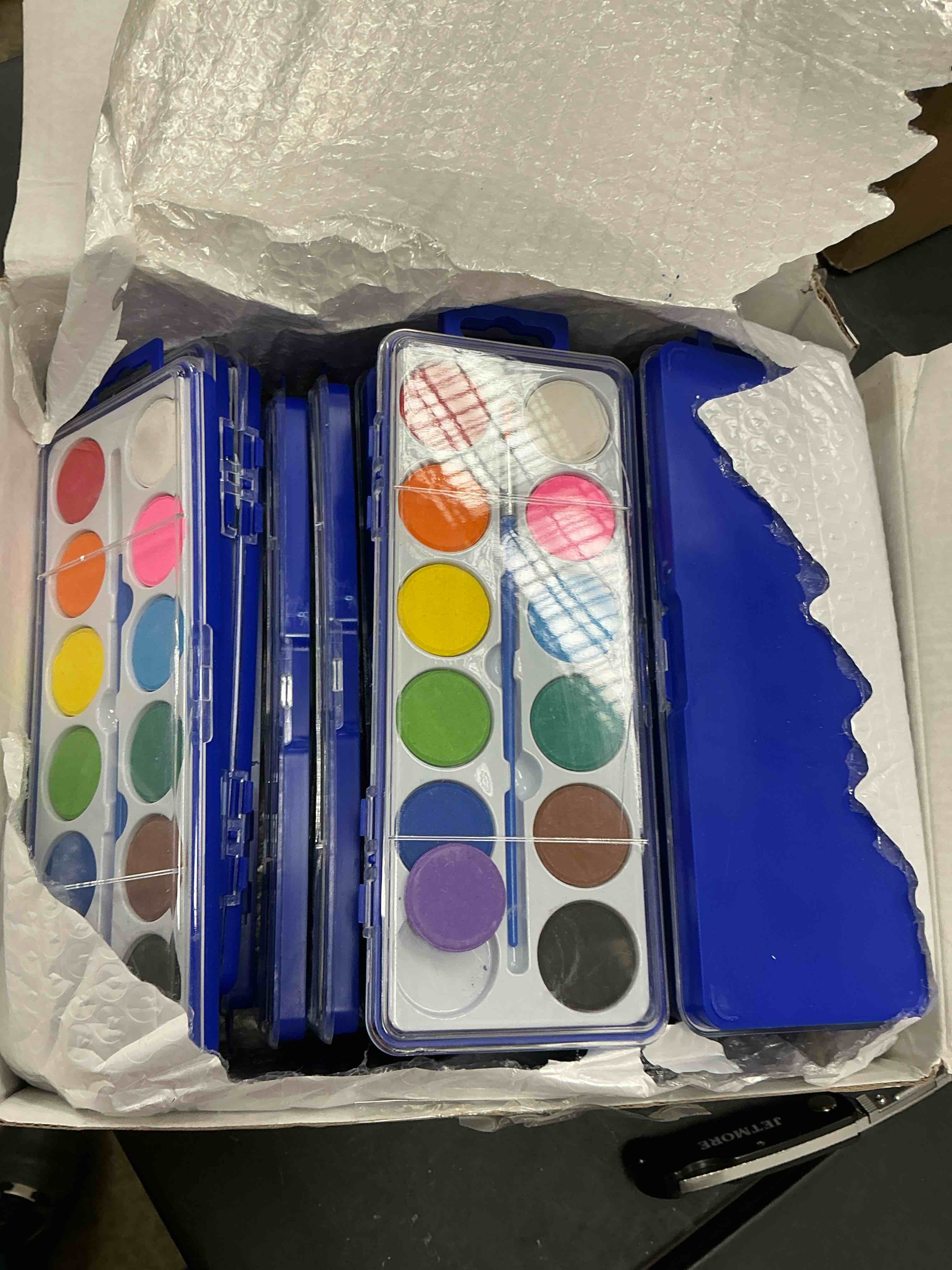 Condition photo showing Good Condition for 30 Pack Watercolor Paint Set, 12 Colors Watercolor Paint Set Bulk with Paint Brushes, Washable Paint, Art Supplies for Classroom, Parties 12 Colors (Pack of 30)