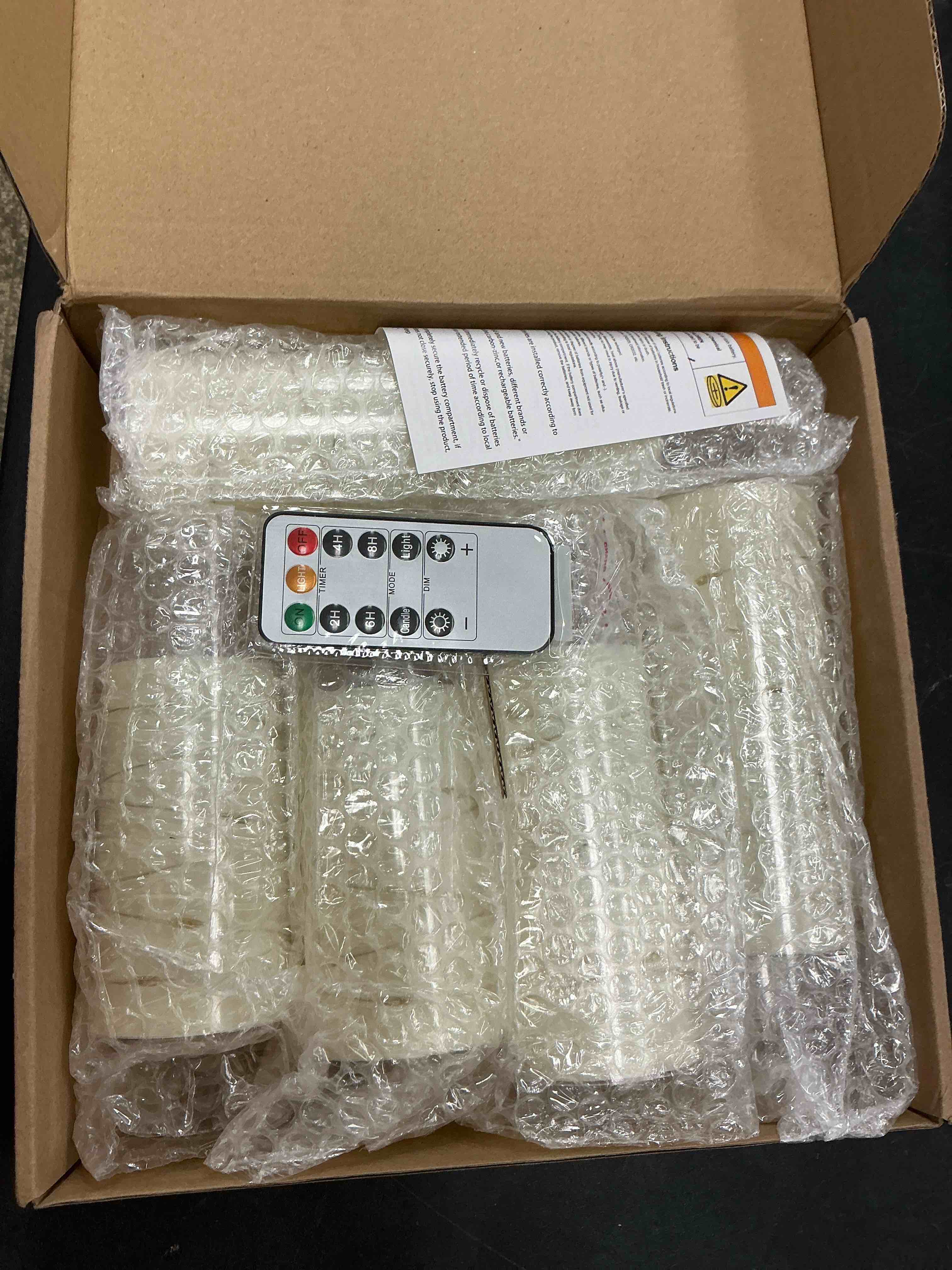 Condition photo showing New/Like New for Flameless LED Candles with Timer 5 Pc Flickering Flameless Candles for Romantic Ambiance and Home Decoration Stable Acrylic Shell,with Embedded Star String?Battery Operated Candles?Ivory?