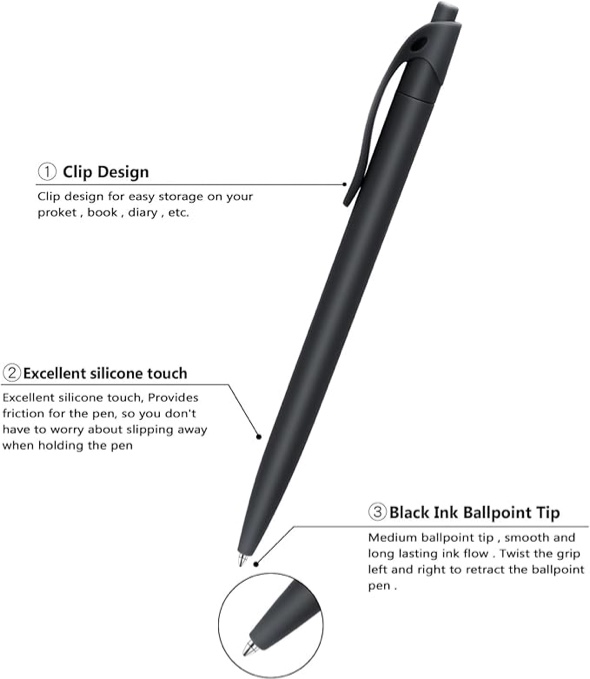 Condition photo showing New/Like New for Aozora Pens Bulk 120 Pack Black Click Pens No Bleed Wholesale Retractable Ballpoint Pens Medium Poin