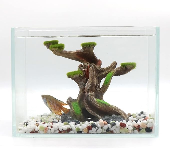 Condition photo showing New/Like New for Reptile Decor Aquarium Decorations Artificial Moss Resin Fish Tank Rocks Simulation Hollow Tree Leop