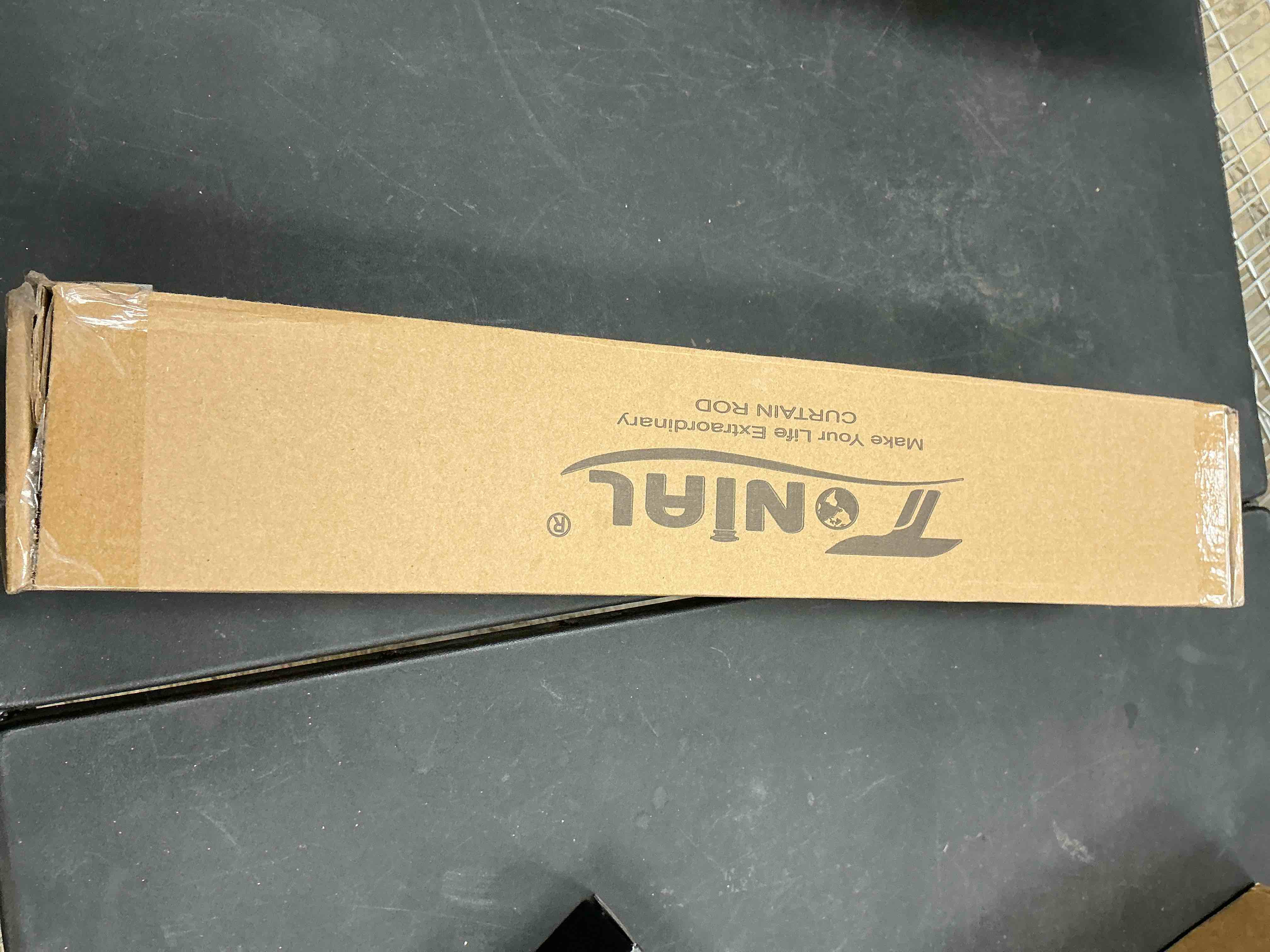 Condition photo showing Good Condition for TONIAL Curtain Rod 32 to 58 Inch(2.6 to 4.8 ft), Splicing Adjustable 3/4 Single Rods for Windows 20 to 53 Inch(1.7 to 4.4 ft) Christmas Decorative Drapery Rod with Translucent Diamond Finial, Gold Luxury Gold 32-58"