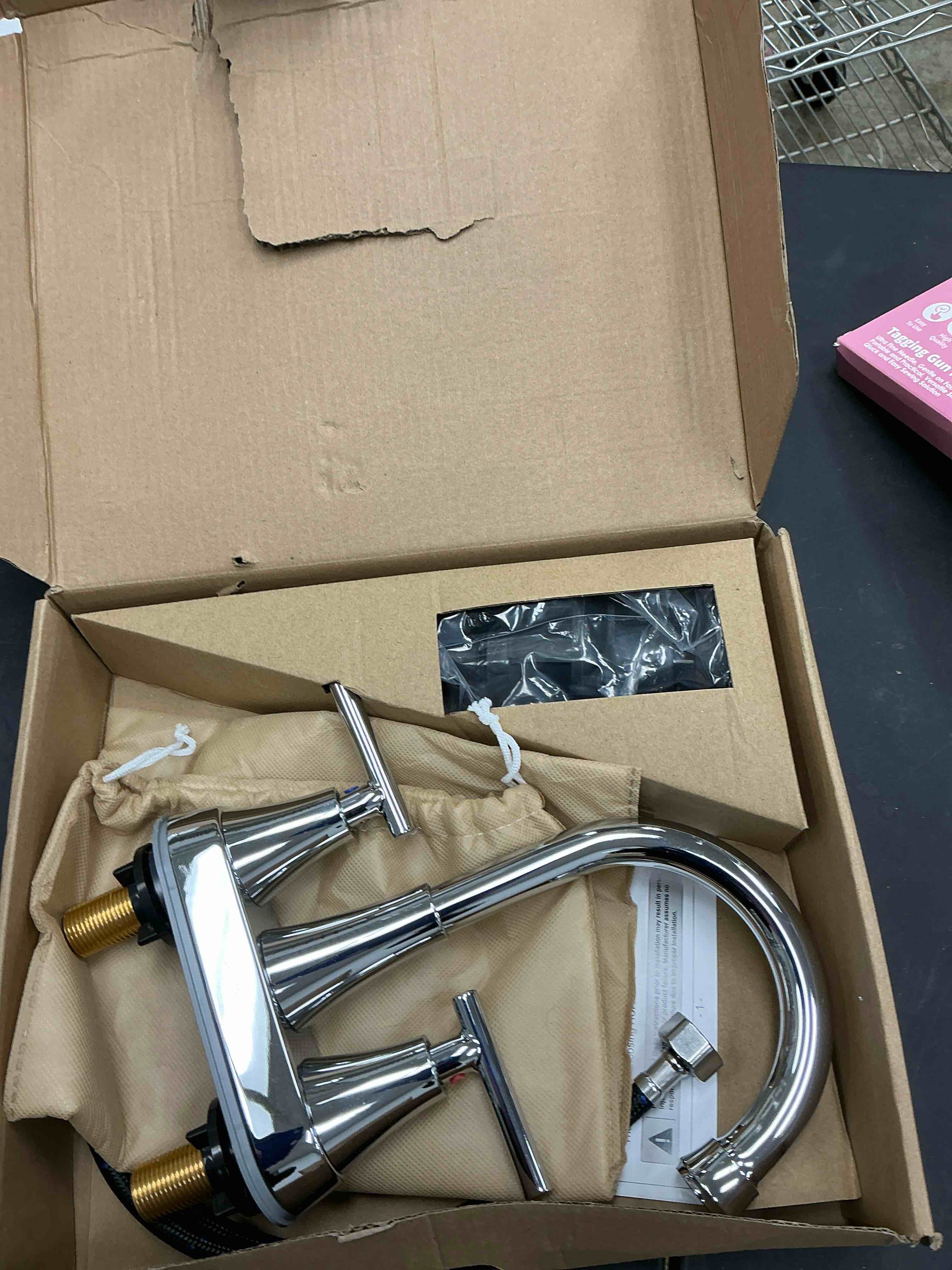 Condition photo showing Good Condition for Bathroom Faucets for Sink 3 Hole, Hurran 4 inch Chrome Bathroom Sink Faucet with Pop-up Drain and Supply Hoses, Stainless Steel Lead-Free 2-Handle Centerset Utility Faucet for Sink Vanity RV