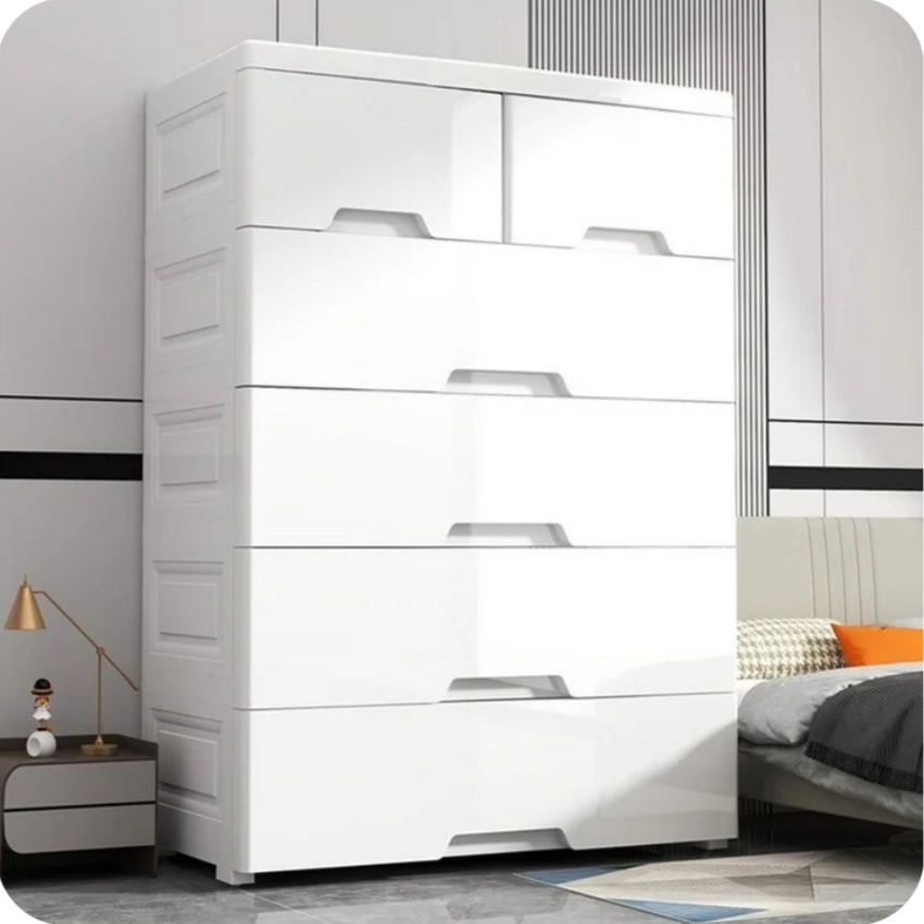 SUSUZI 5 Drawer Dresser, Chest of Drawers for Bedroom, Modern Storage Cabinet Dresser, White