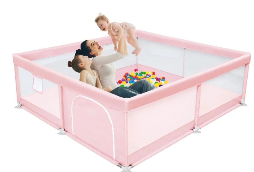 Babyeap Baby Playpen Large Play Yard Fence for Toddlers,71"x50" Pink