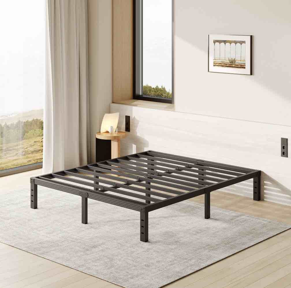 FSCHOS 12 Inch Full Size Bed Frame, Heavy Duty Metal Platform, No Box Spring Needed, Easy Assembly, Black