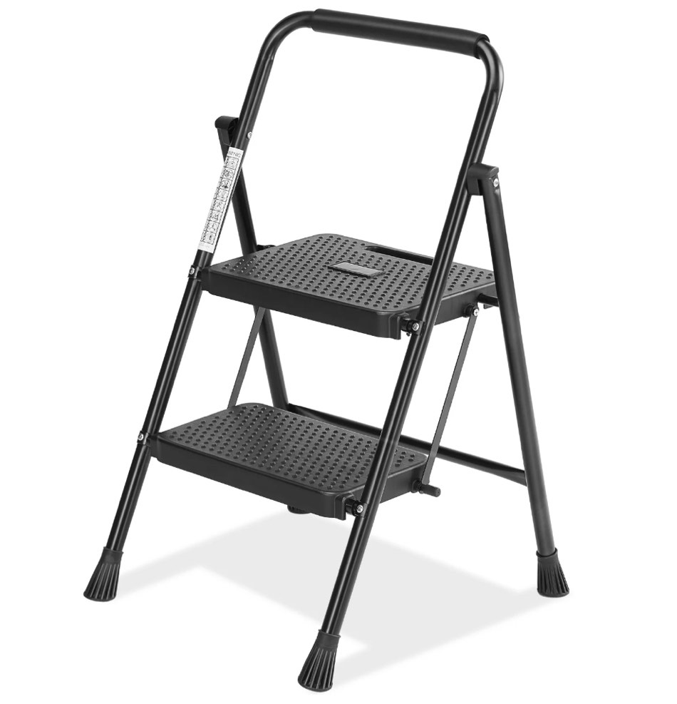 CONCETTA 2 Step Ladder, Folding Step Stool with Anti-Slip Pedal, Lightweight Portable Ladder for Home, Workplace, 800lbs Capacity