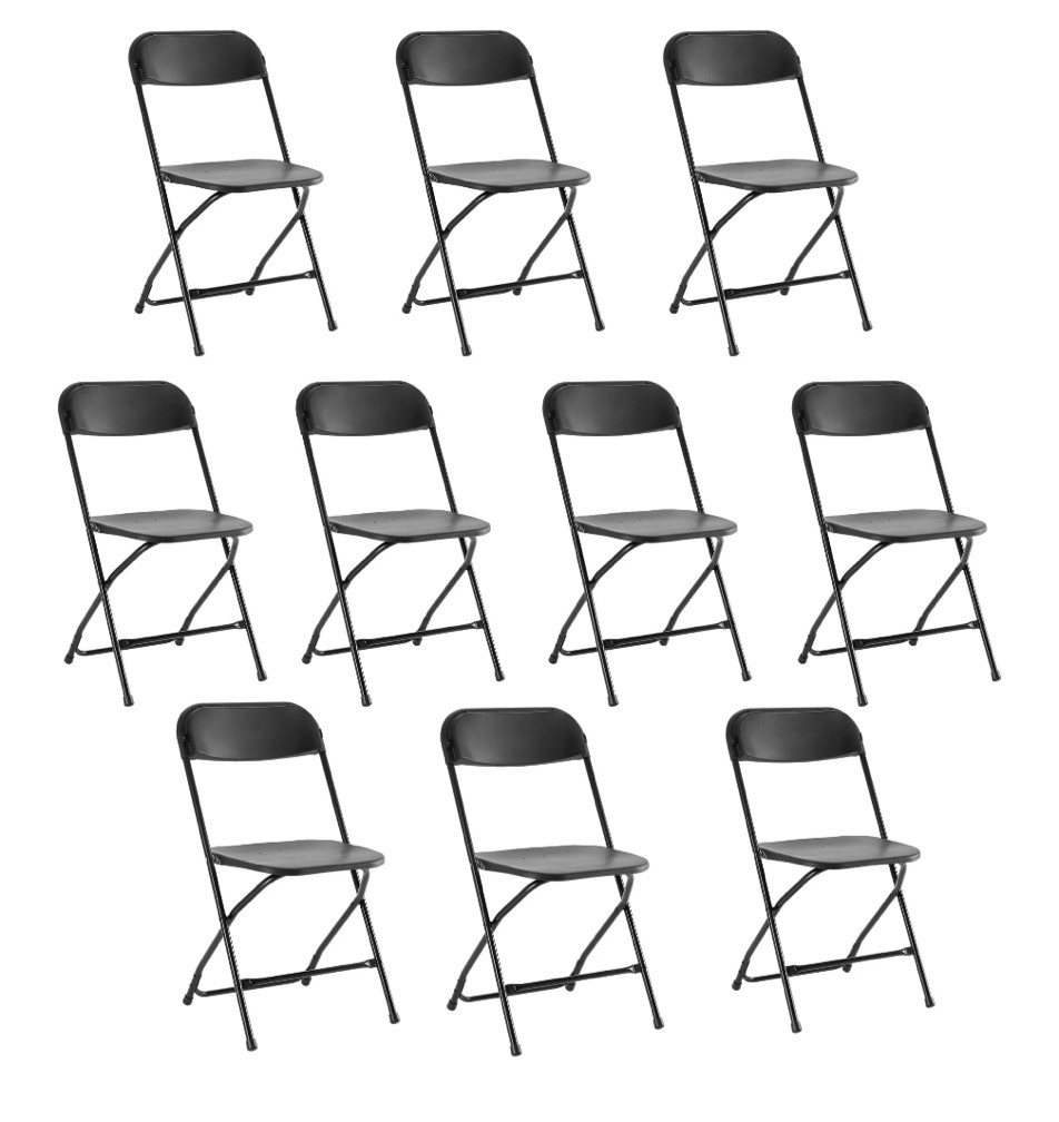 CONCETTA Plastic Folding Chair Set of 10, 330LB Load Capacity Lightweight for Indoor/Outdoor, Black