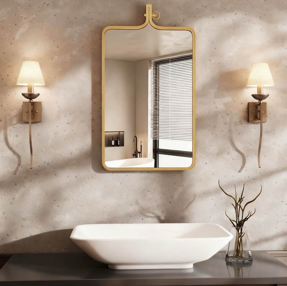 Goosiay 20" x 35" Gold Mirror, Wall Mirror with Luxury Metal Frame, Rust-Resistant & Moisture-Proof , Decorative Mirrors for Bathroom, Living Room, Bedroom, Entryway, Mantle