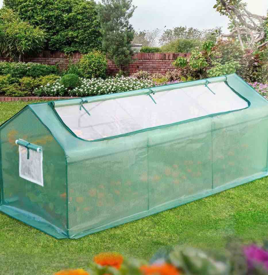 Quictent Mini Greenhouse 95"W x 36"D x 36"H, Garden Planter Hot house Portable Green house with 2 Meshed Windows & Large U-Shaped Zipper Screen Door (Green)
