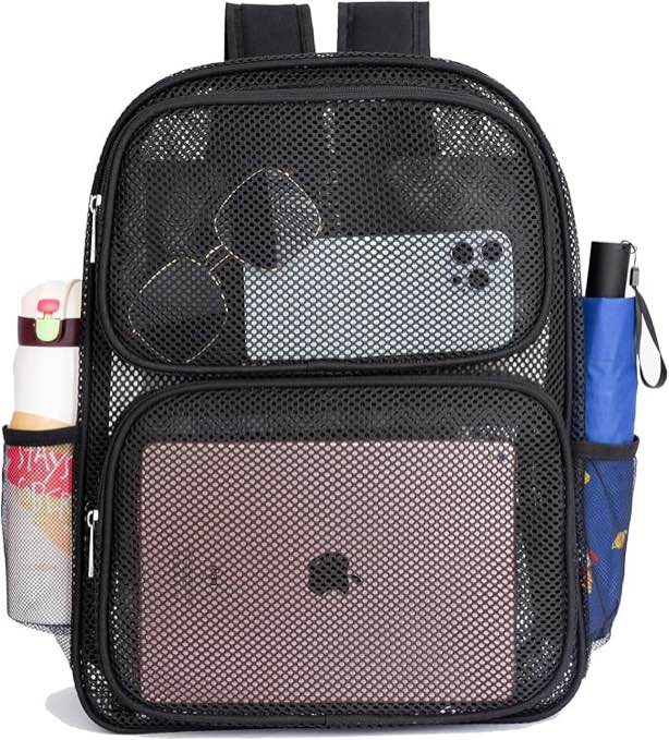Transparent Mesh Backpacks for School Kids, Beach, Travel - Mesh See Through Backpack with Padded St