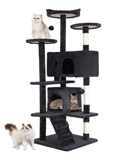 BestPet 54in Cat Tree Tower, Scratch Posts, Condo, Toys, Dark Gray, Perfect for Active Cats