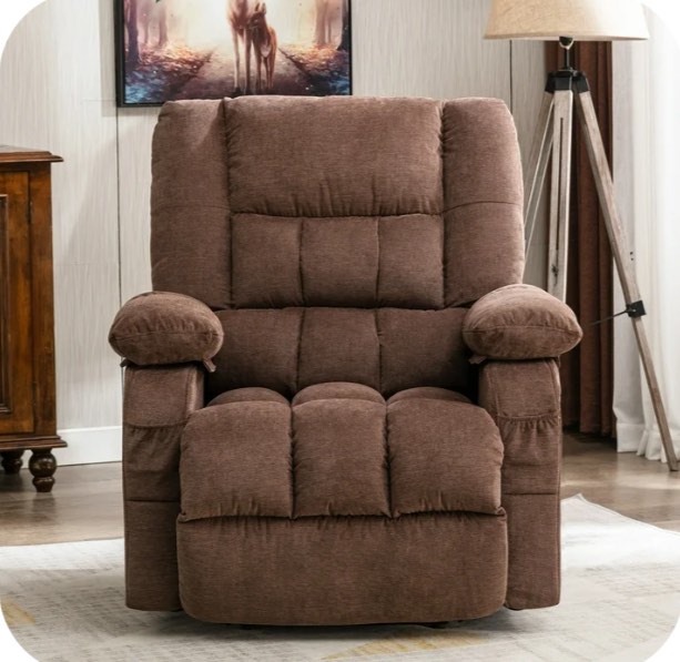 JONPONY Power Lift Recliner Chair Recliners for Elderly with Heat and Massage Recliner Chair for Living Room with Infinite Position and Side Pocket,USB Charge Port,Brown