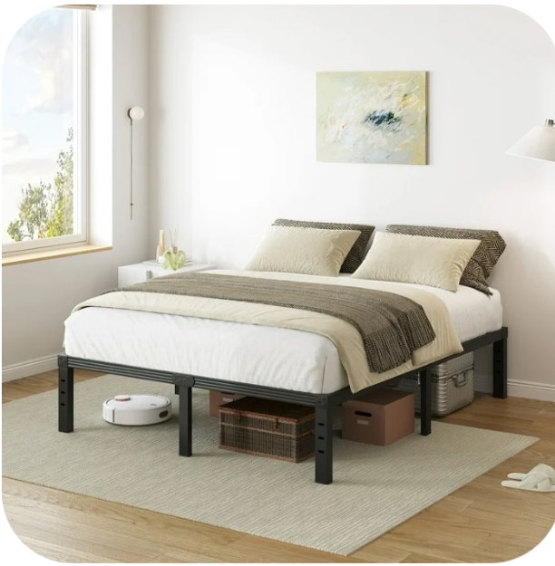 ULIESC 14" Heavy Duty Metal Platform Bed Frame, No Box Spring Needed, Queen Size