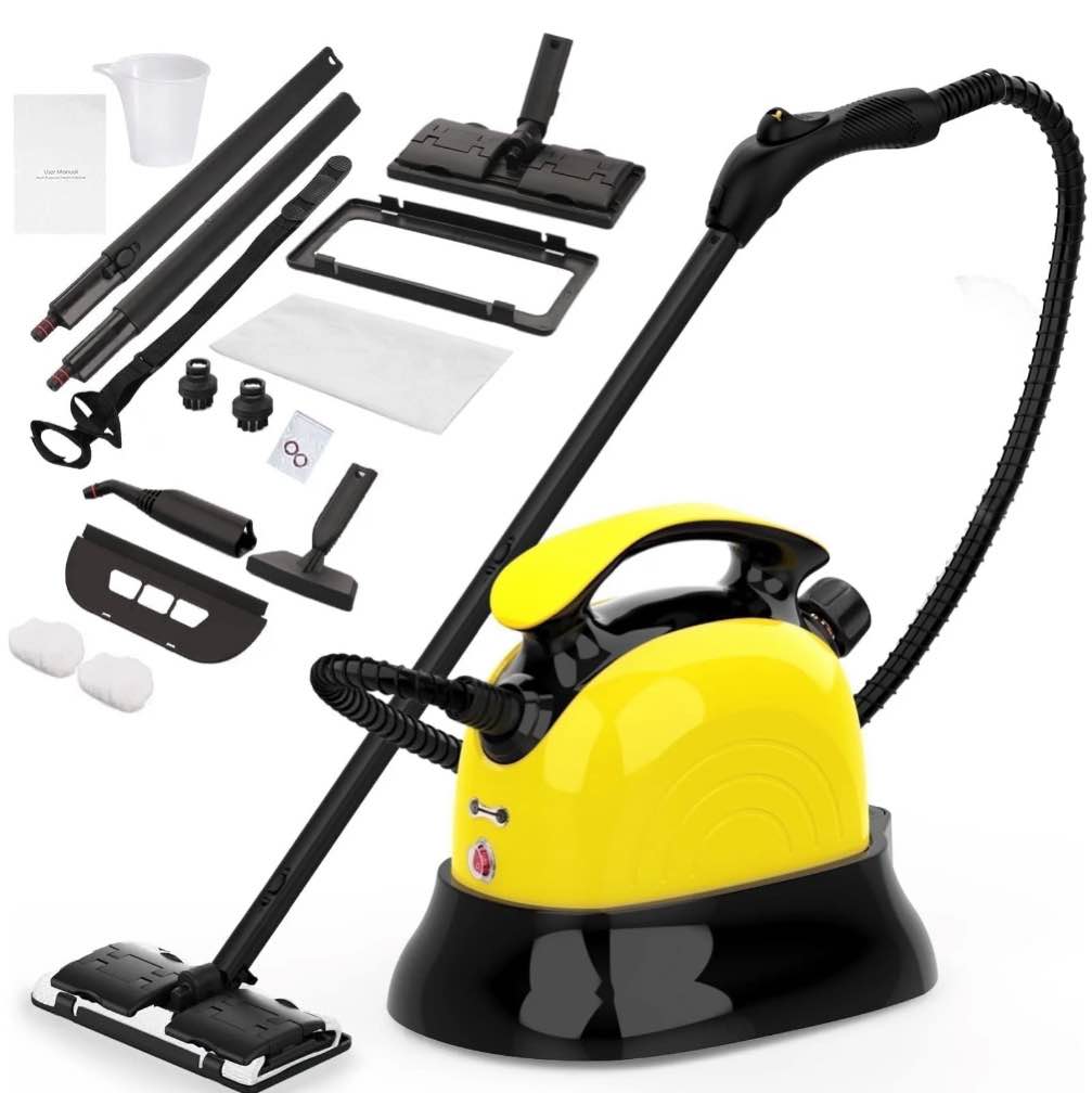 1500W Powerful Steam Mop, Multi-Purpose Steam Cleaner, Best Hand Held Steamer Cleaner with 13 Accessories for Cleaning, Home Use, Carpet, Floor, Window, Car Seat, Tile, Grout