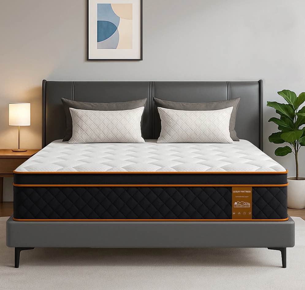 Gibaha 12 inch Queen Mattress in a Box, Gel Memory Foam and Pocket Spring, Hybrid Medium Comfort, Pressure Relief & Motion Isolation