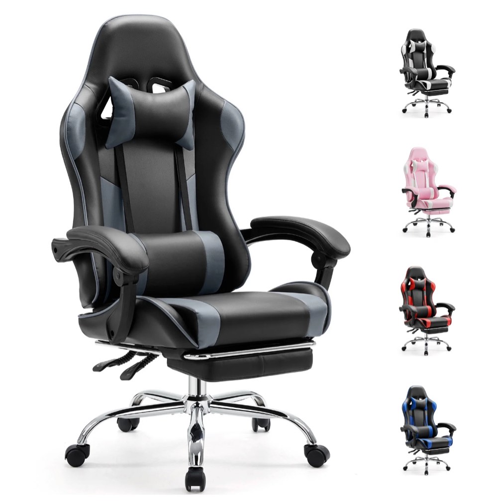 EDX Ergonomic Gaming Chair High Back Office Chair with Lumbar Support and Adjustable Armrests Swivel Racing Chair, Black and Gray