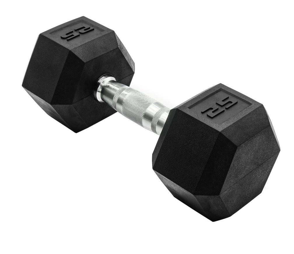CAP Barbell, 25lb Rubber Hex Dumbbell, Single