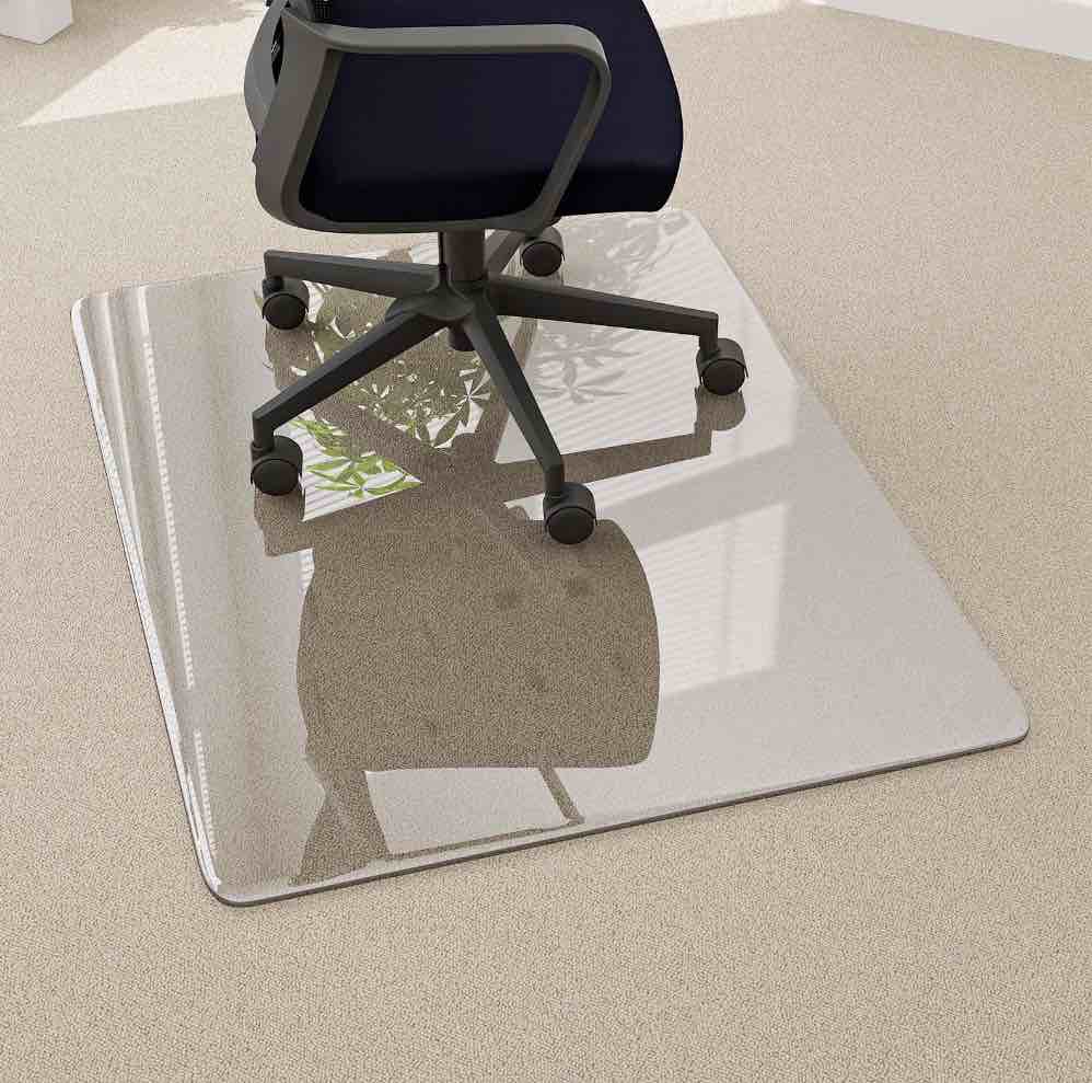 BEAUTYPEAK 36" x 46" Tempered Glass Office Chair Mat for Carpet or Hard Floor Protection