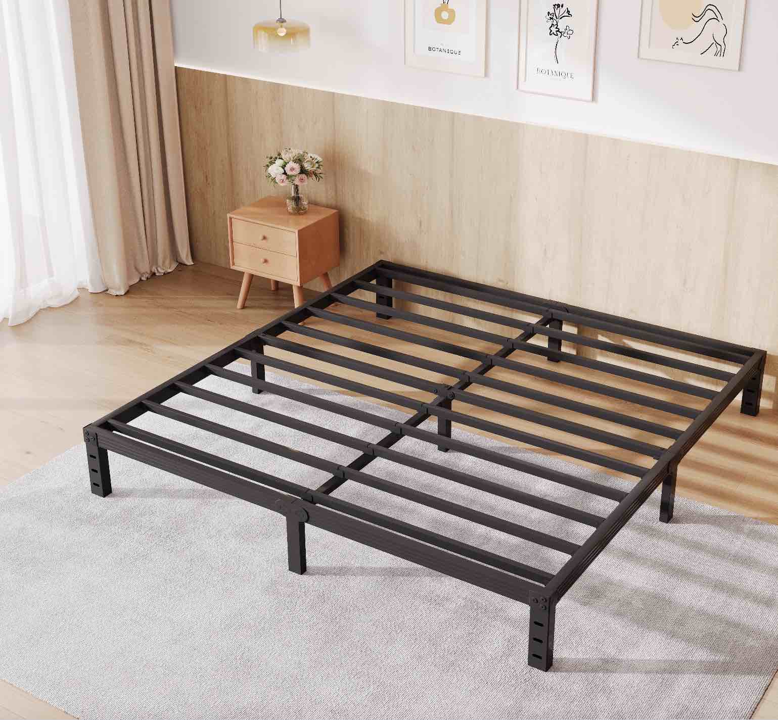 COMASACH 12 inch King Bed Frame, Easy Assembly, Heavy Duty Metal Platform, Noise Free, Black