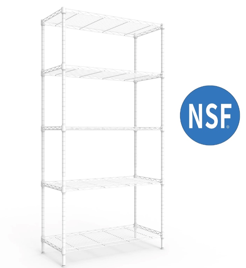 Ktaxon 5-Tier Wire Shelving Unit, Steel Storage Rack for Garage Office Kitchen White, 30" W x 14" D x 60" H