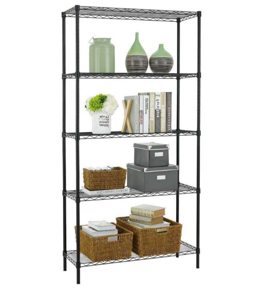 BestOffice 5 Tier Wire Shelving Unit 1250lb Capacity Black