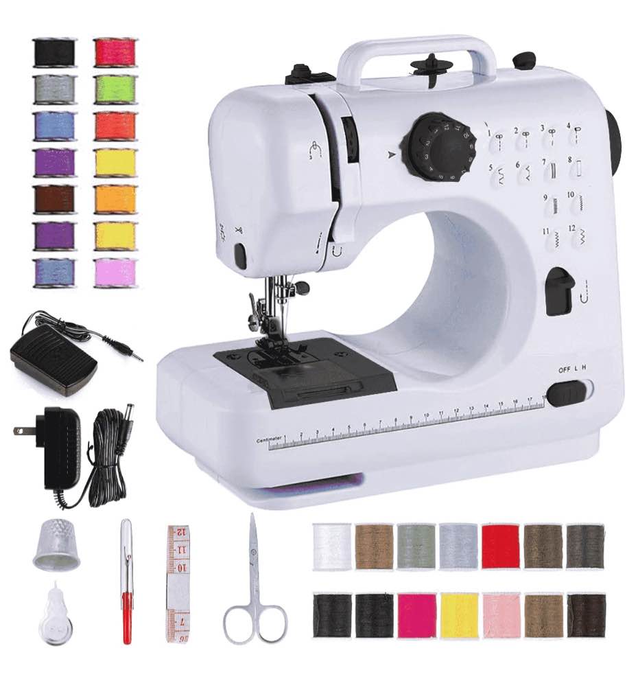 BCOOSS Sewing Machine for Beginner Multi-Functional Portable Machine with 12 Built-in Stitches,Black