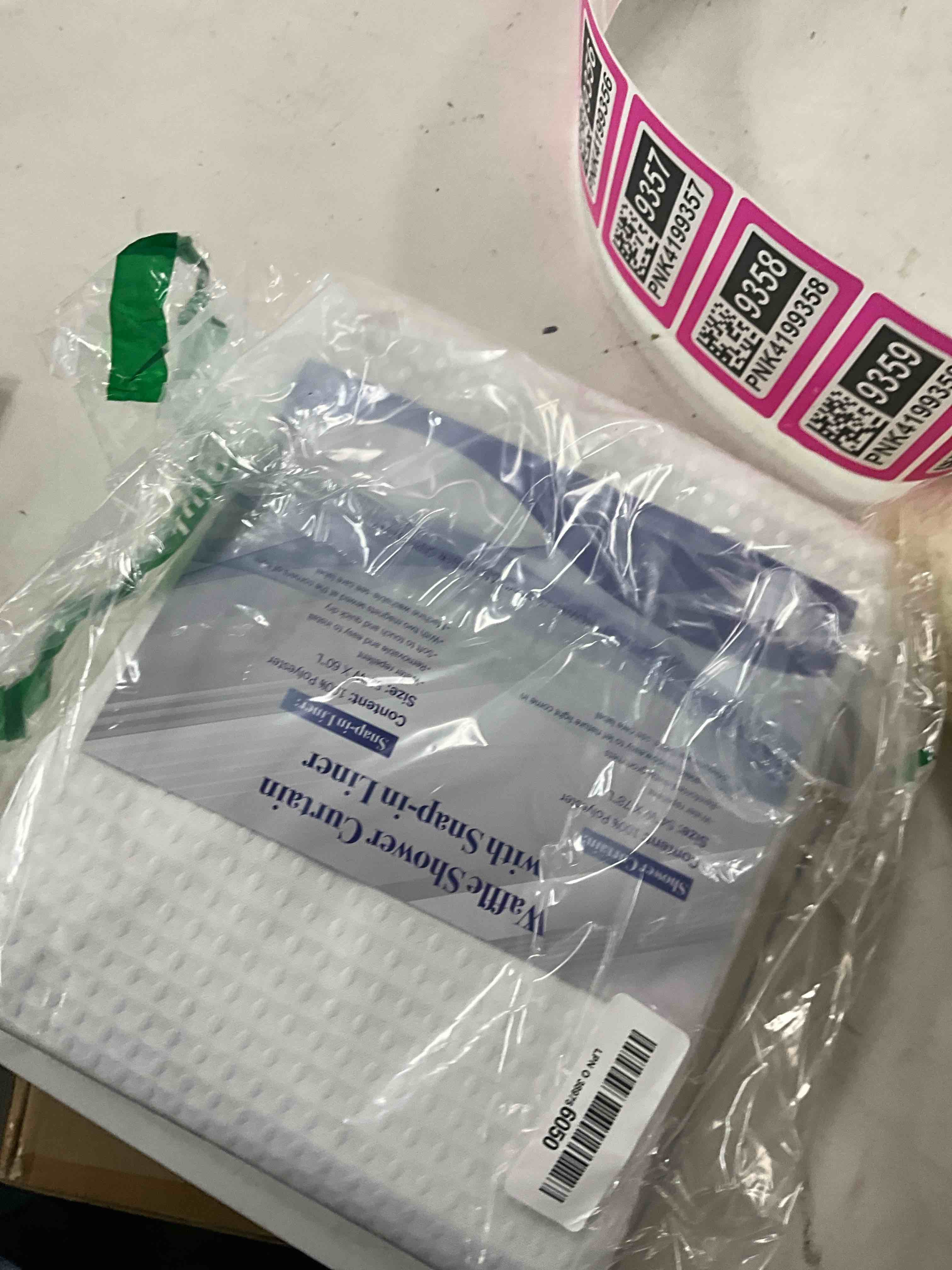 Condition photo showing New/Like New for N&Y HOME Stall Waffle Shower Curtain with Snap-in Fabric Liner & Hooks Set - 54" x 78" Shower Stall Size, Hotel Style & Mesh Top Window, Machine Washable - 54x78, White White 54"W x 78"L (Pack of 1)