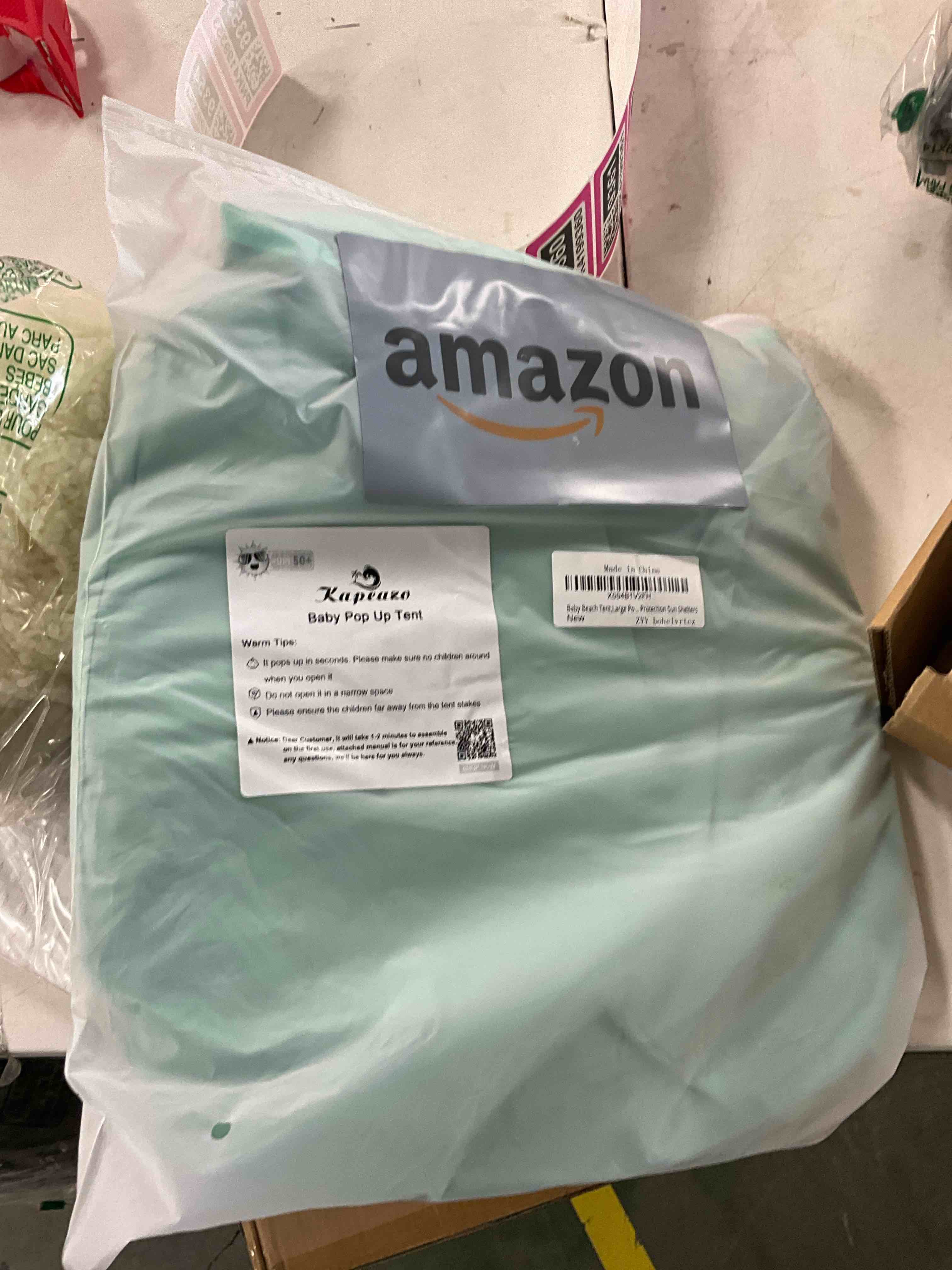 Condition photo showing Good Condition for Baby Beach Tent,Large Pop Up Beach Tent Sun Shade for Beach,Portable Baby Travel Tent with Mosquito Net,Indoor Baby Play Tent,UPF 50+ UV Protection Sun Shelters for Infants Green