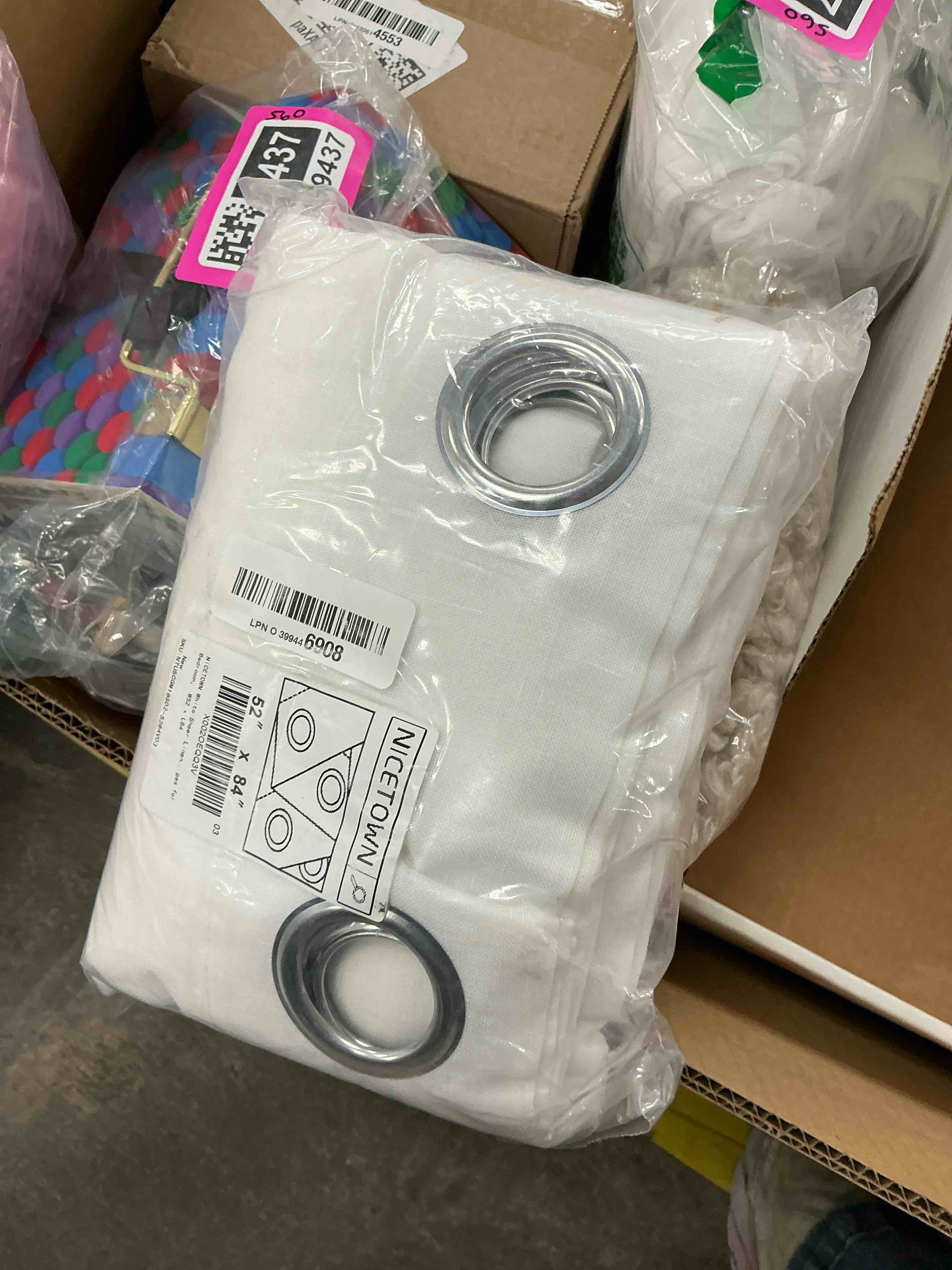 Condition photo showing Good Condition for NICETOWN White Sheer Linen Curtains for Living Room 84 inch Length 2 Panels Set, Grommet Semi Sheer Privacy with Light Filtering Flax Window Treatments for Bedroom, W52 x L84 52"W x 84"L (Pack of 2) White