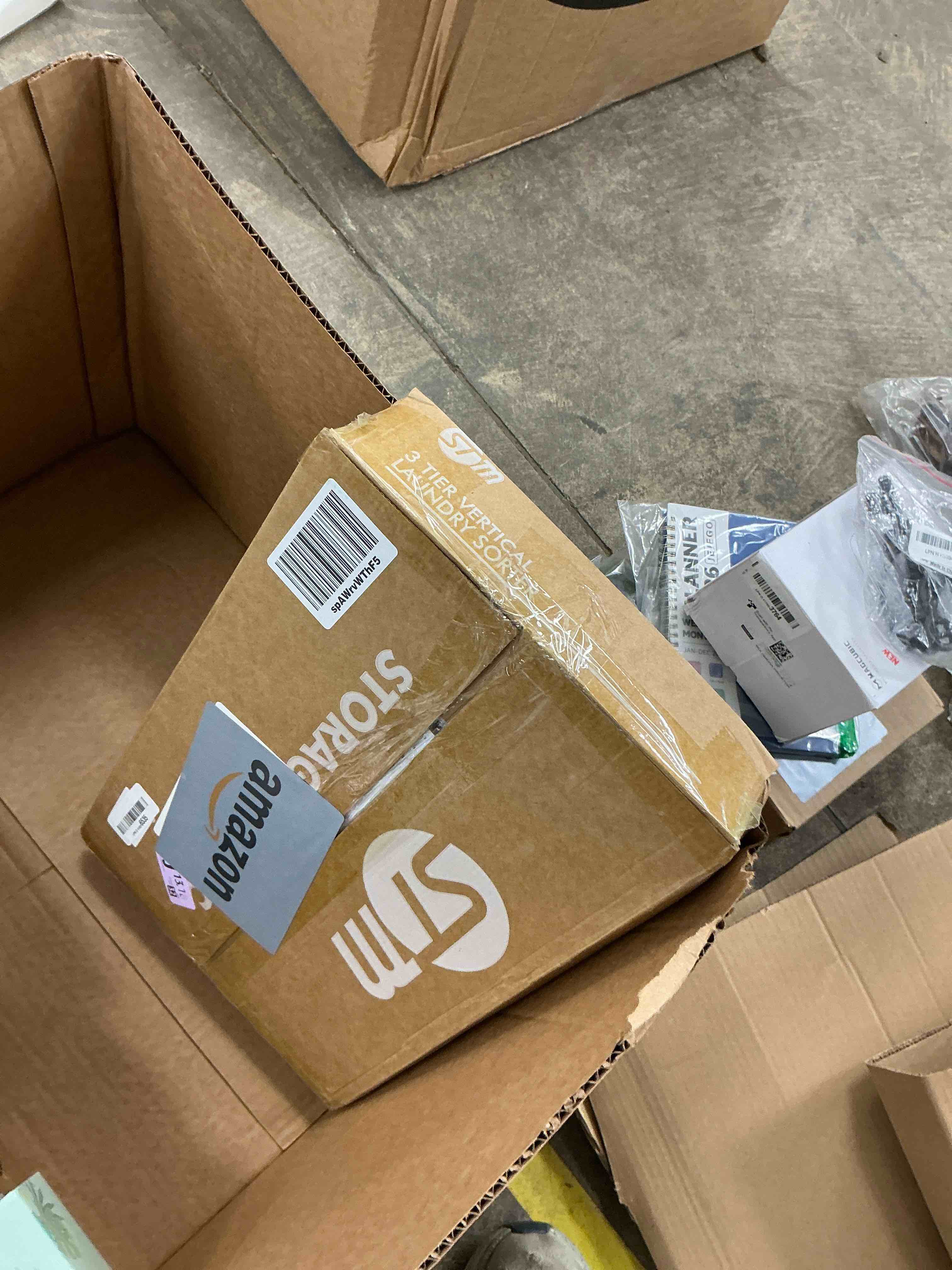 Condition photo showing Good Condition for STORAGE MANIAC 120 Liters Vertical Rolling Laundry Hamper, 3 Section Laundry Sorter with Wheels and 2 Breaks, 3-tier Laundry Baskets for Small Space, Dorm, Laundry Room, Closet, Bathroom, Gray 3-tier 3 Tier Gray