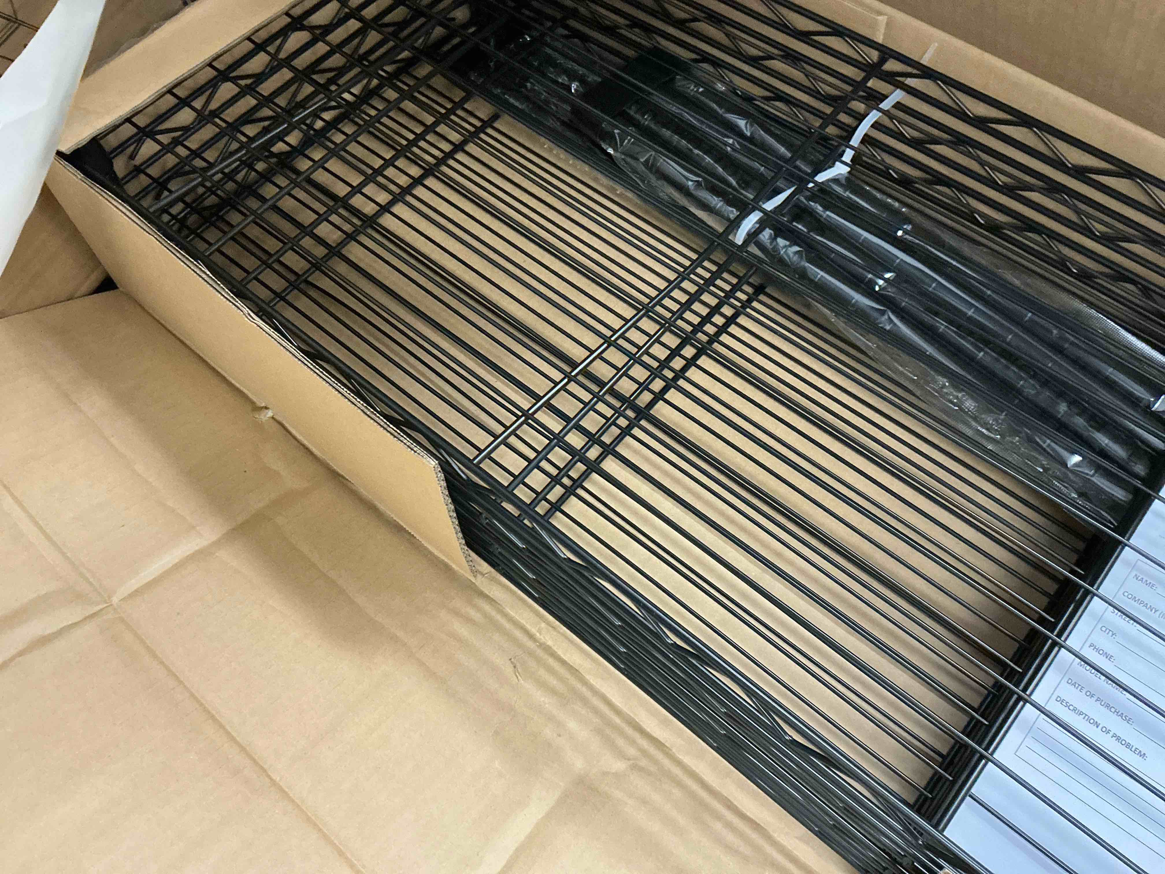 Condition photo showing New/Like New for BestOffice 4 Shelf Wire Shelving Unit Garage NSF Wire Shelf Metal Storage Shelves Heavy Duty Height Adjustable for 1000 lbs Capacity Black