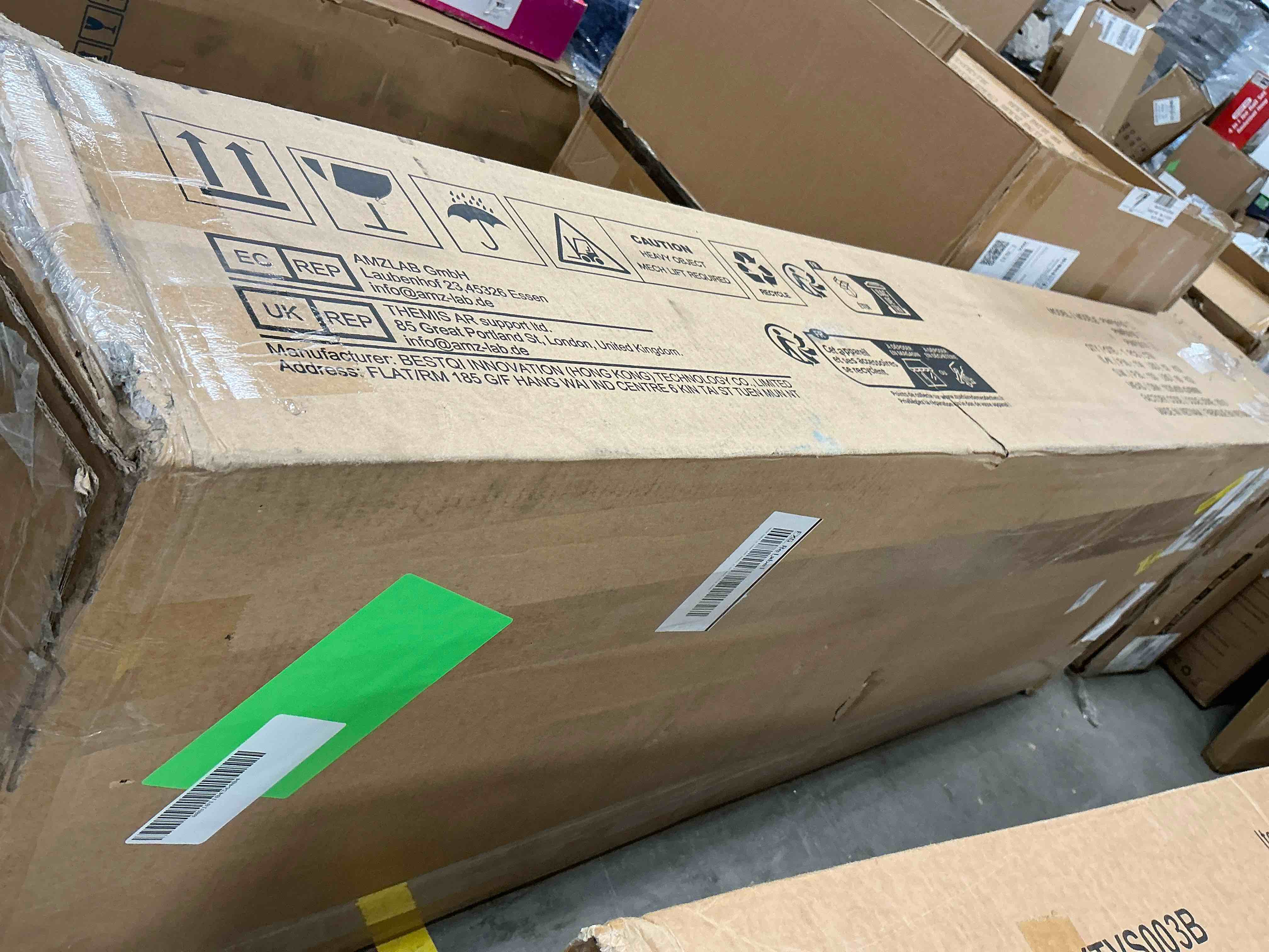 Condition photo showing New/Like New for Electric Fireplace TV Stand for 75? TVs Fireplace Entertainment Center TV Console Table with 23? Fireplace, Holds up to 200 lbs