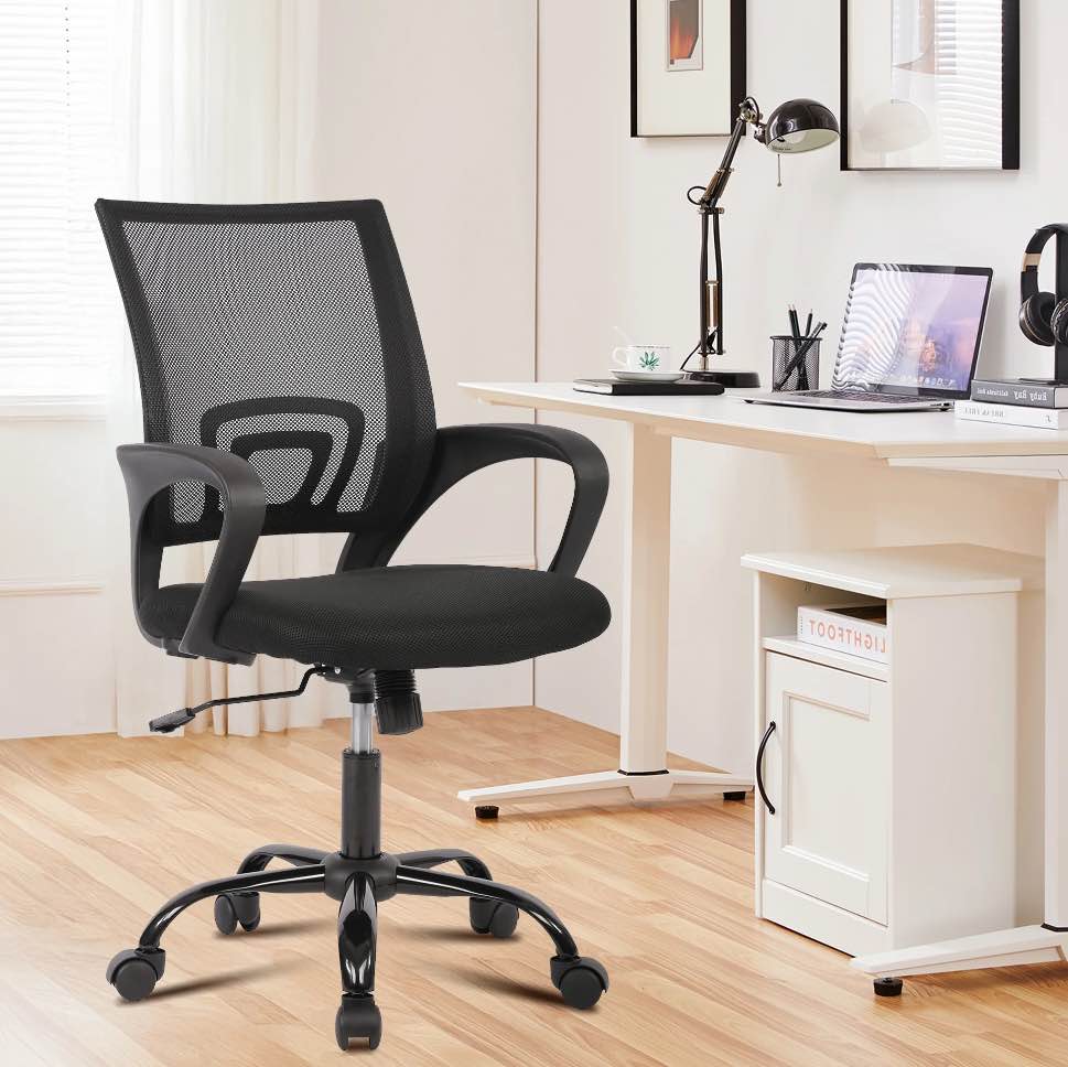 JONPONY Ergonomic Office Chair, Lumbar Support, Adjustable Height with Armrests for Adults,Black