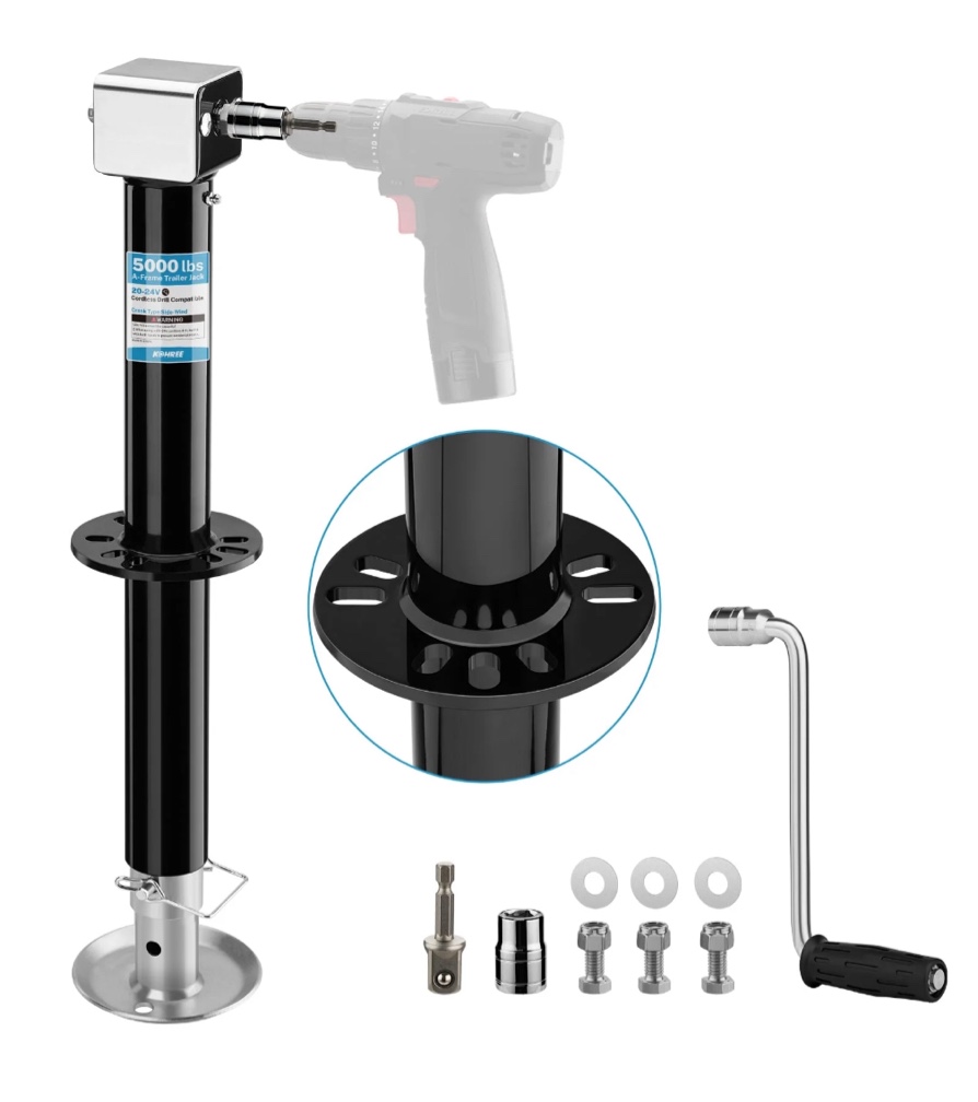 Condition photo showing Good Condition for Kohree 5000 lbs A-Frame Trailer Jack, 37.2”Max Height Adjustable, 20-24V Cordless Drill Compatible, 25" Vertical Travel for Utility Trailer, Yacht Trailer