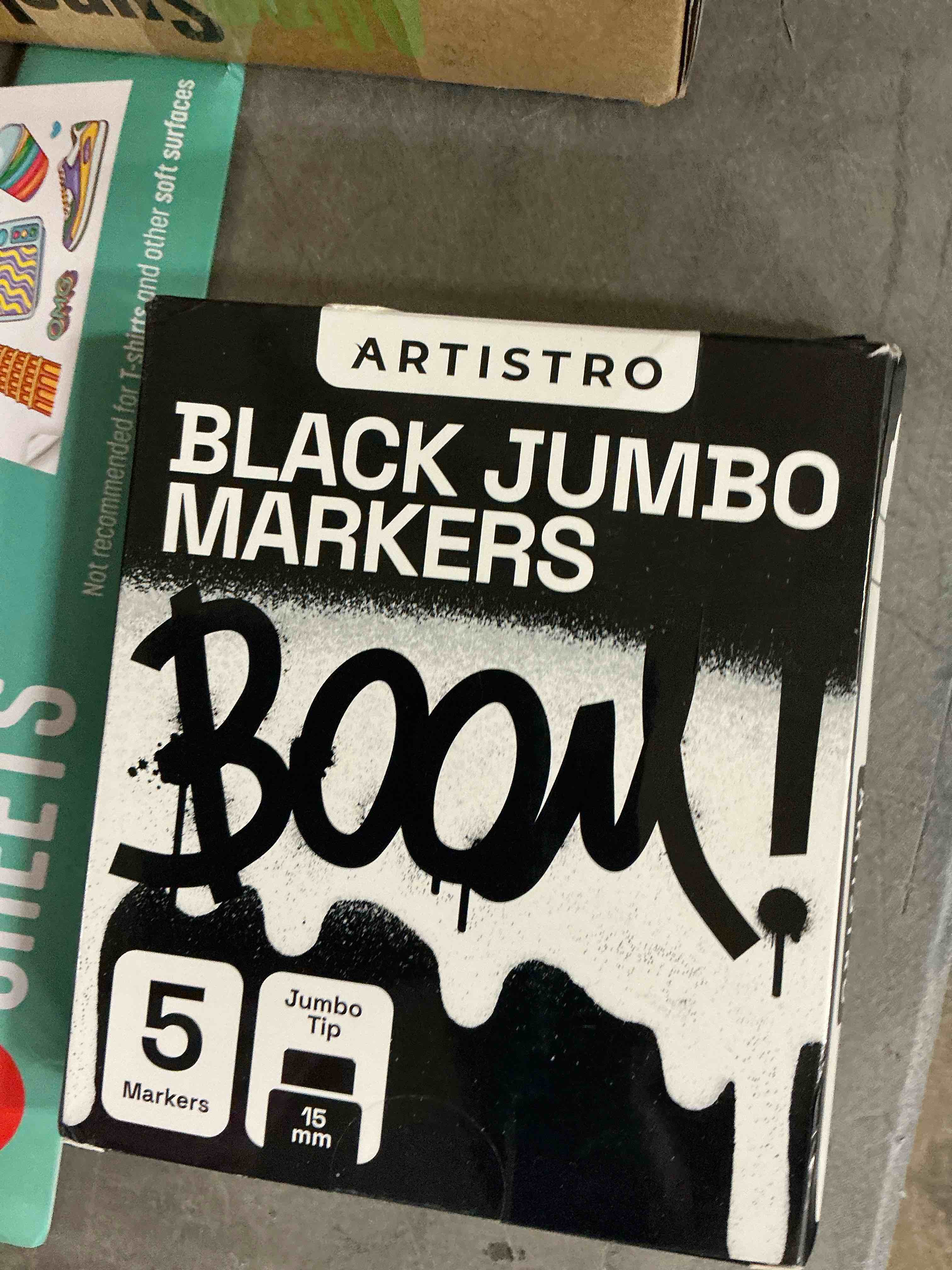 Condition photo showing Good Condition for ARTISTRO 5 Jumbo Black Markers, 15mm Jumbo Felt Tip, Acrylic Paint Markers for Rock Painting, Stone, Ceramic, Glass, Wood, Canvas