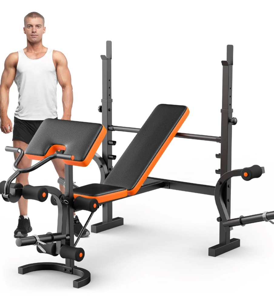 GIKPAL 6-in-1 Multi-Purpose Adjustable Weight Bench Workout Bench Set with Barbel Rack and Leg Developer for Home Gym Full Body Training(Excluding Barbell and Weight Plate)